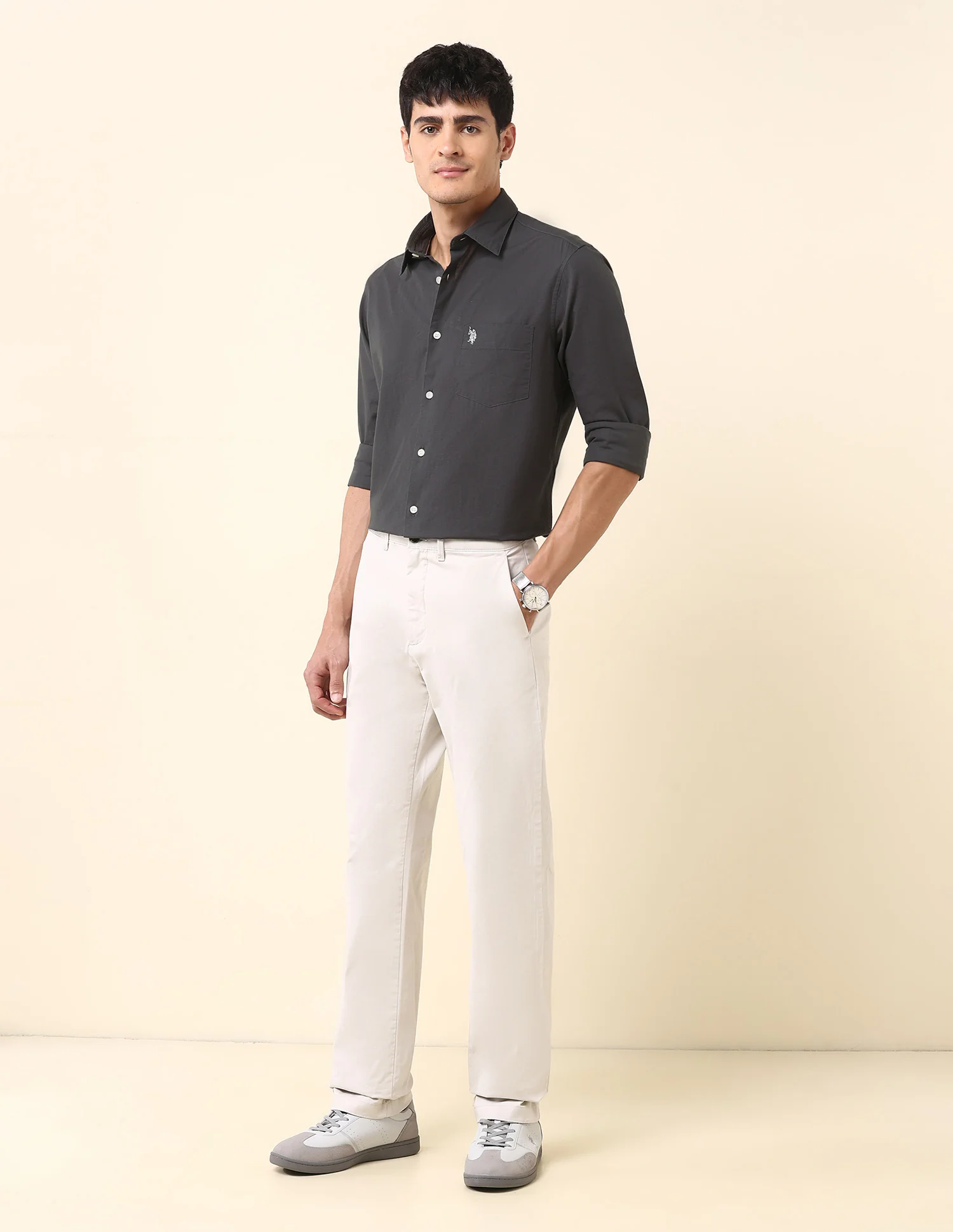 Twill Solid Tailored Fit Shirt - Image 3