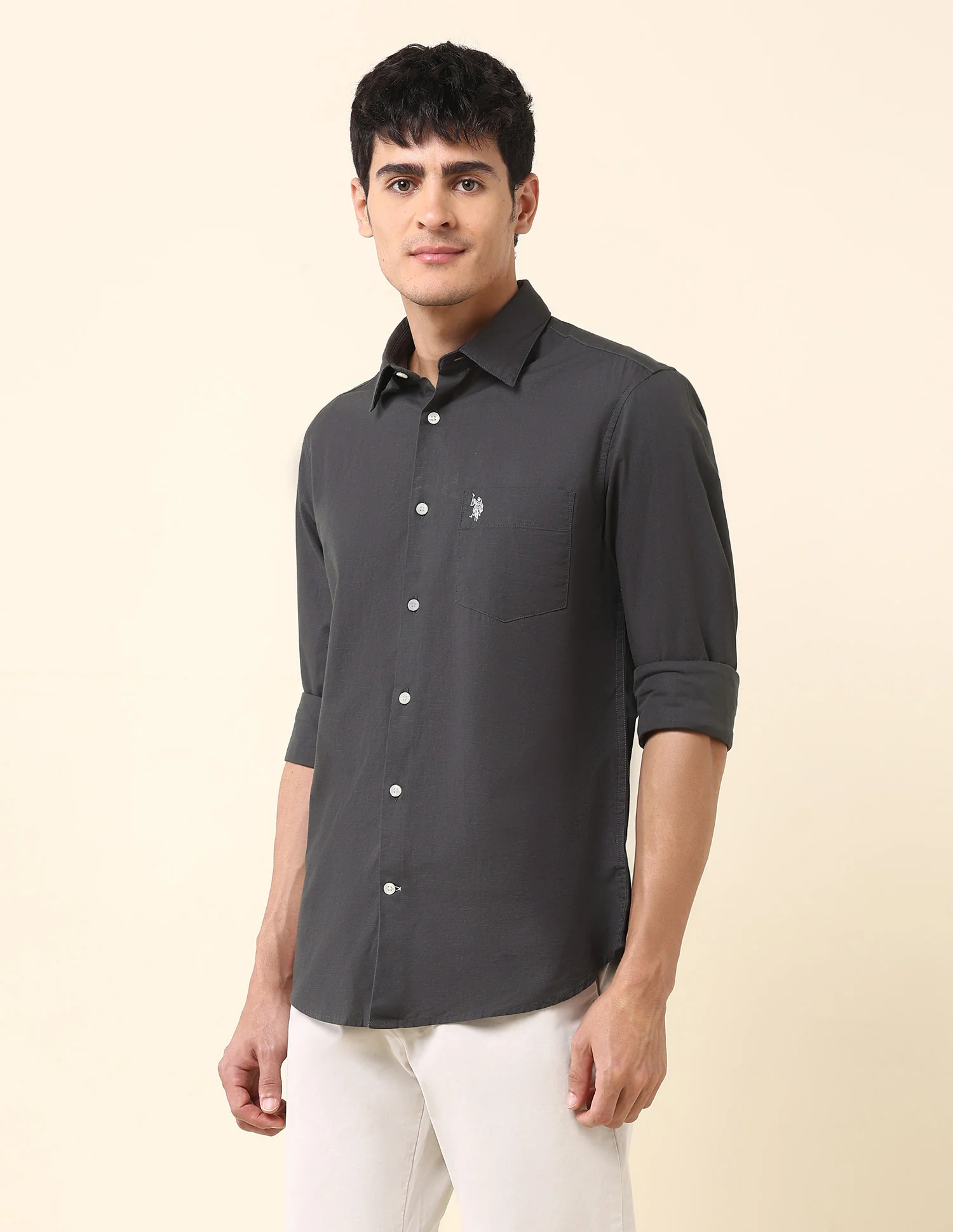 Twill Solid Tailored Fit Shirt - Image 4