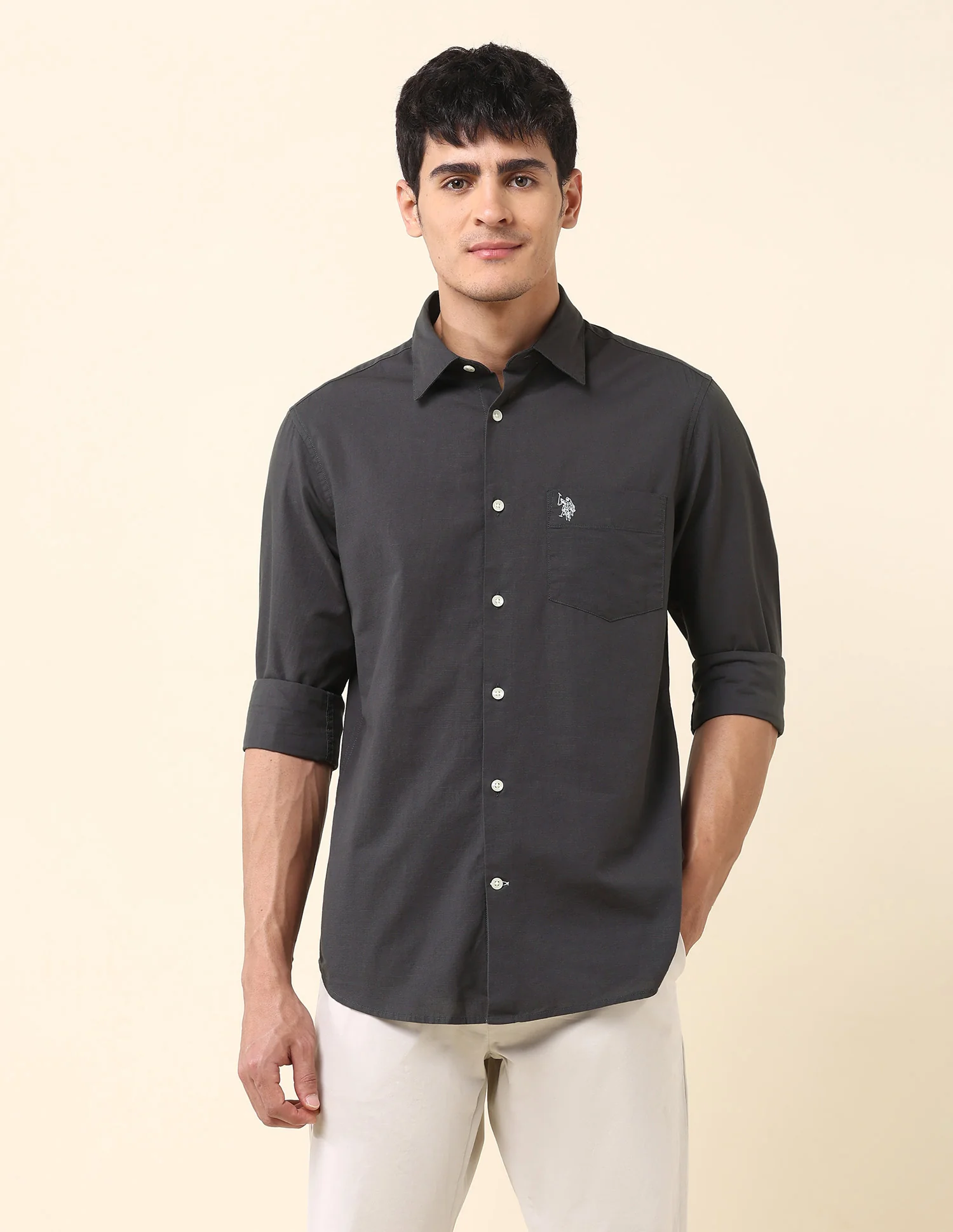 Twill Solid Tailored Fit Shirt - Image 6