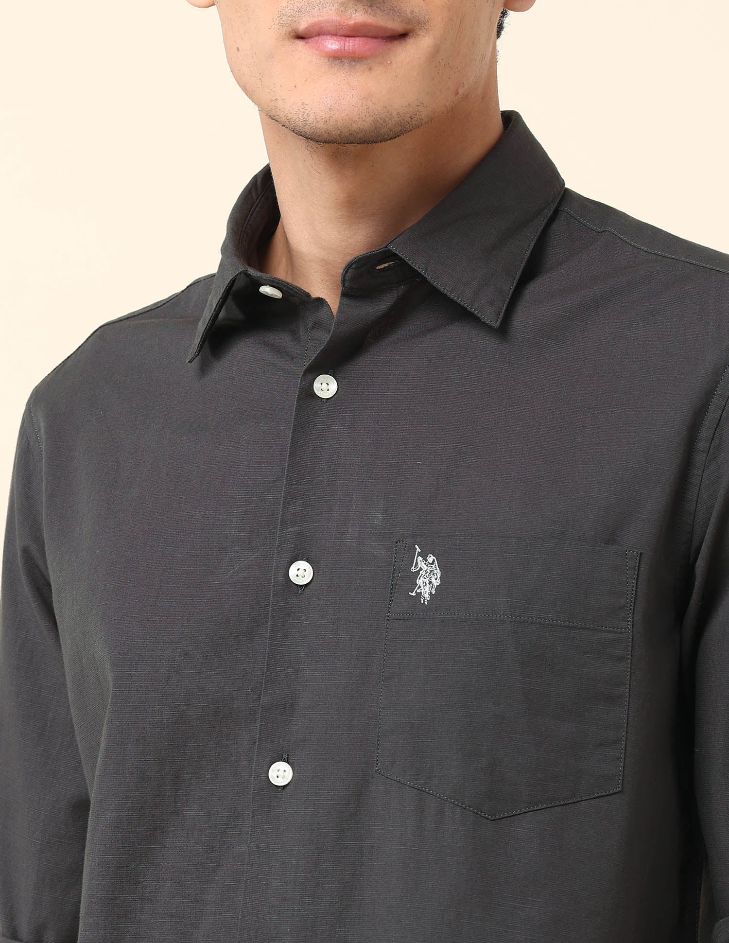 Twill Solid Tailored Fit Shirt - Image 7