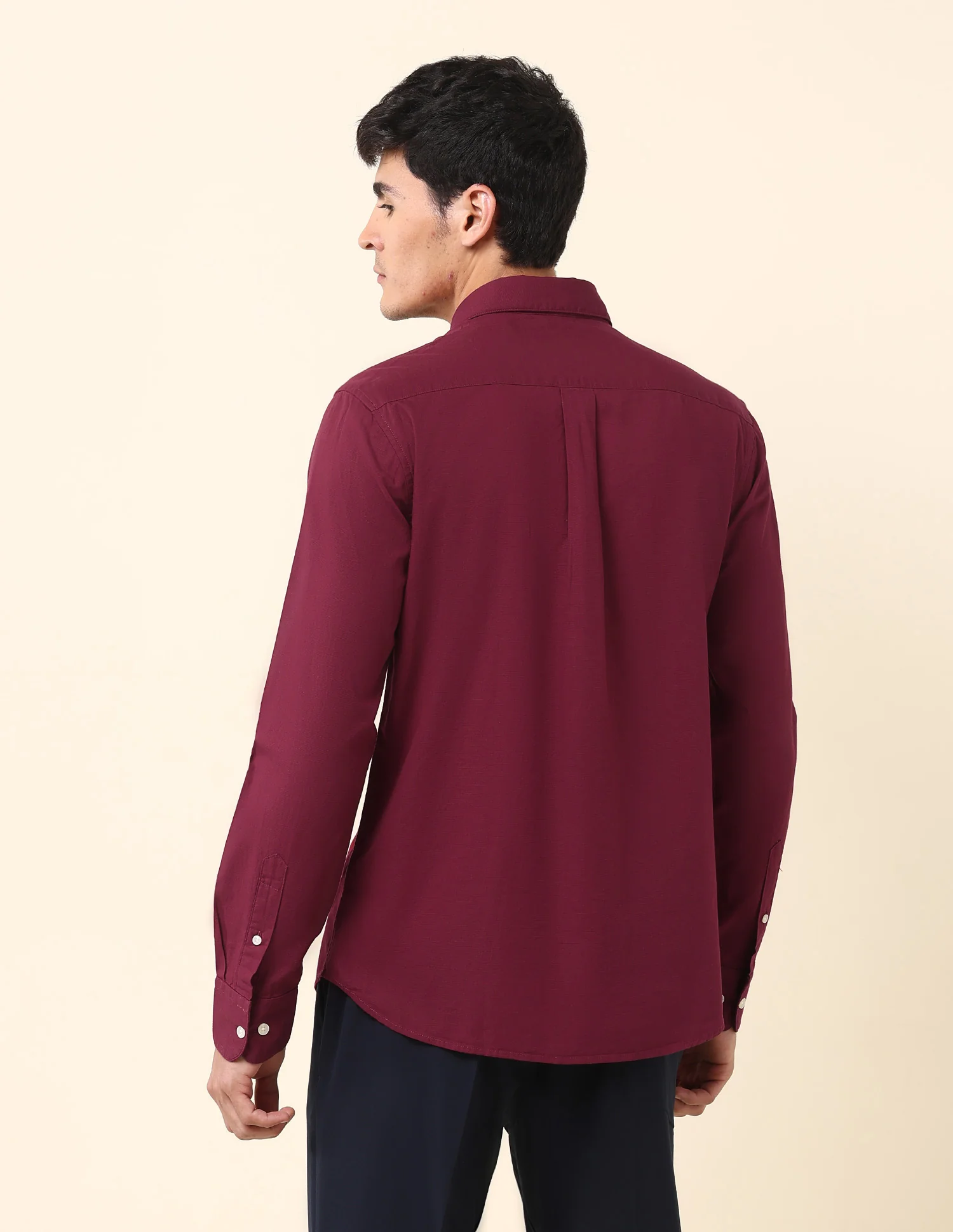 Twill Tailored Fit Solid Shirt - Image 5