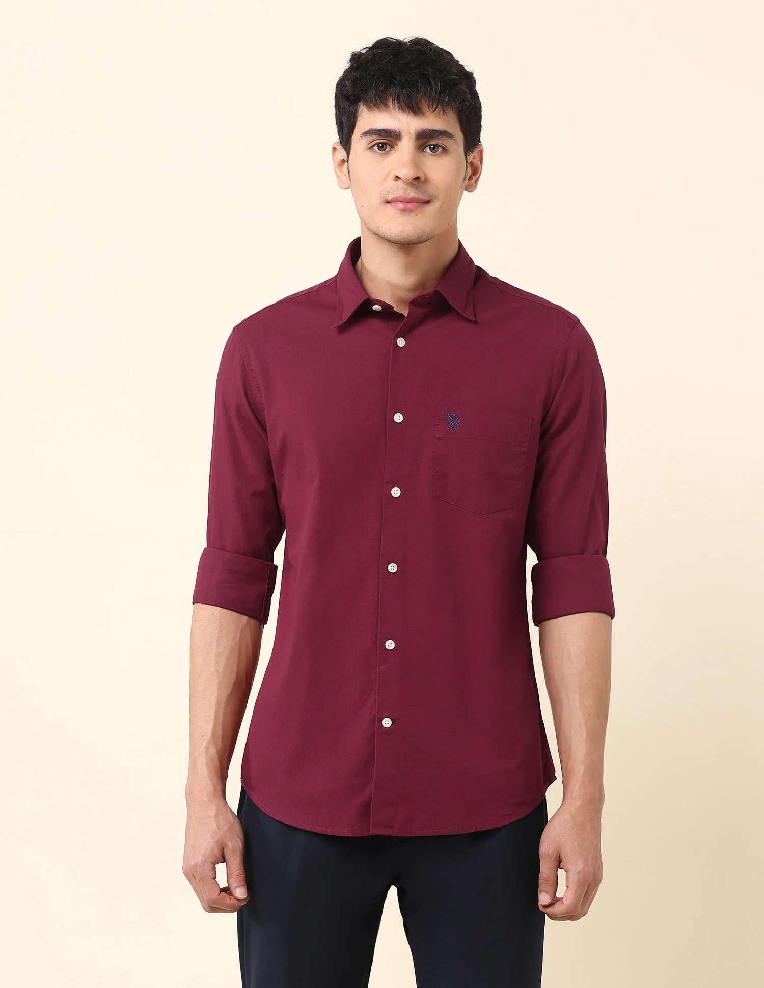 Twill Tailored Fit Solid Shirt - Image 6