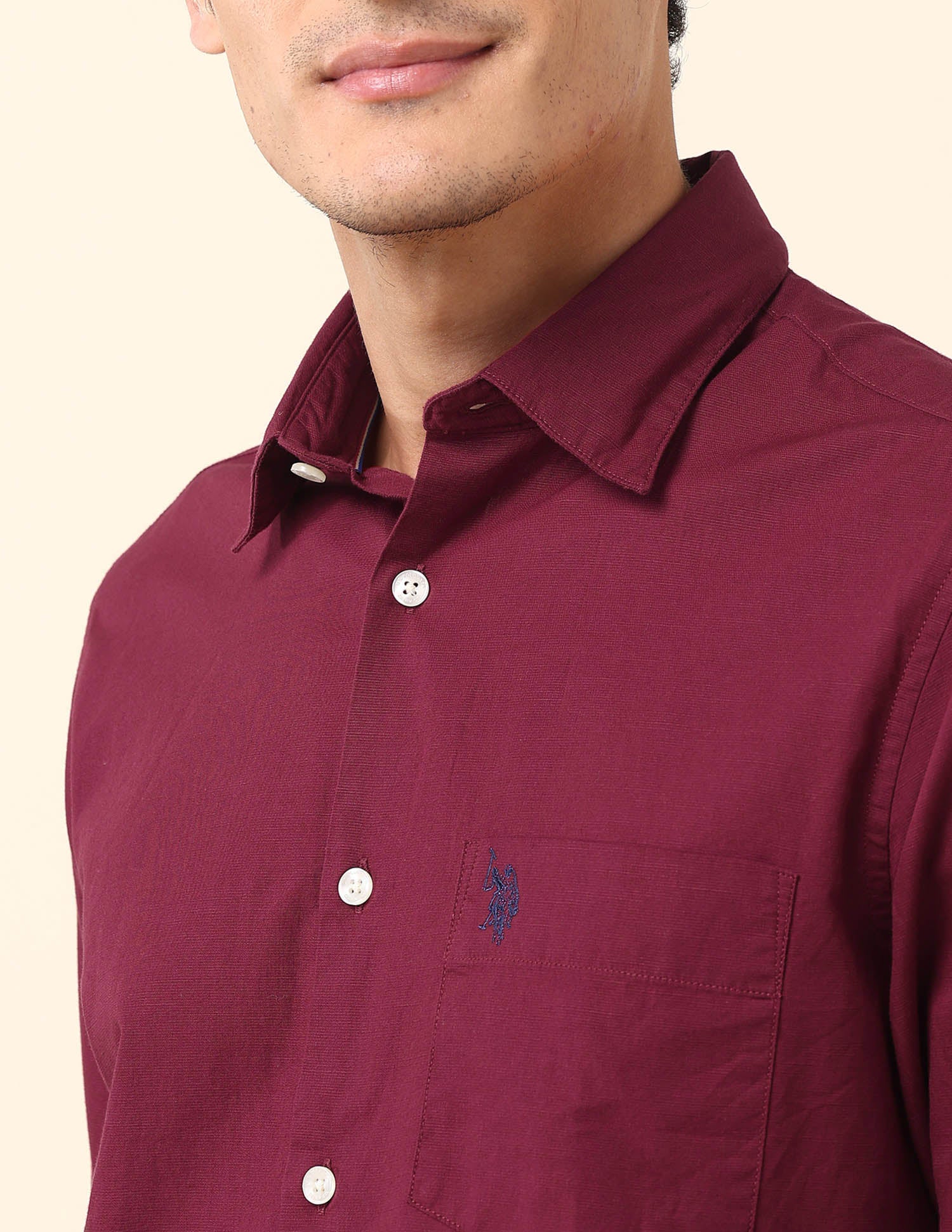 Twill Tailored Fit Solid Shirt - Image 7