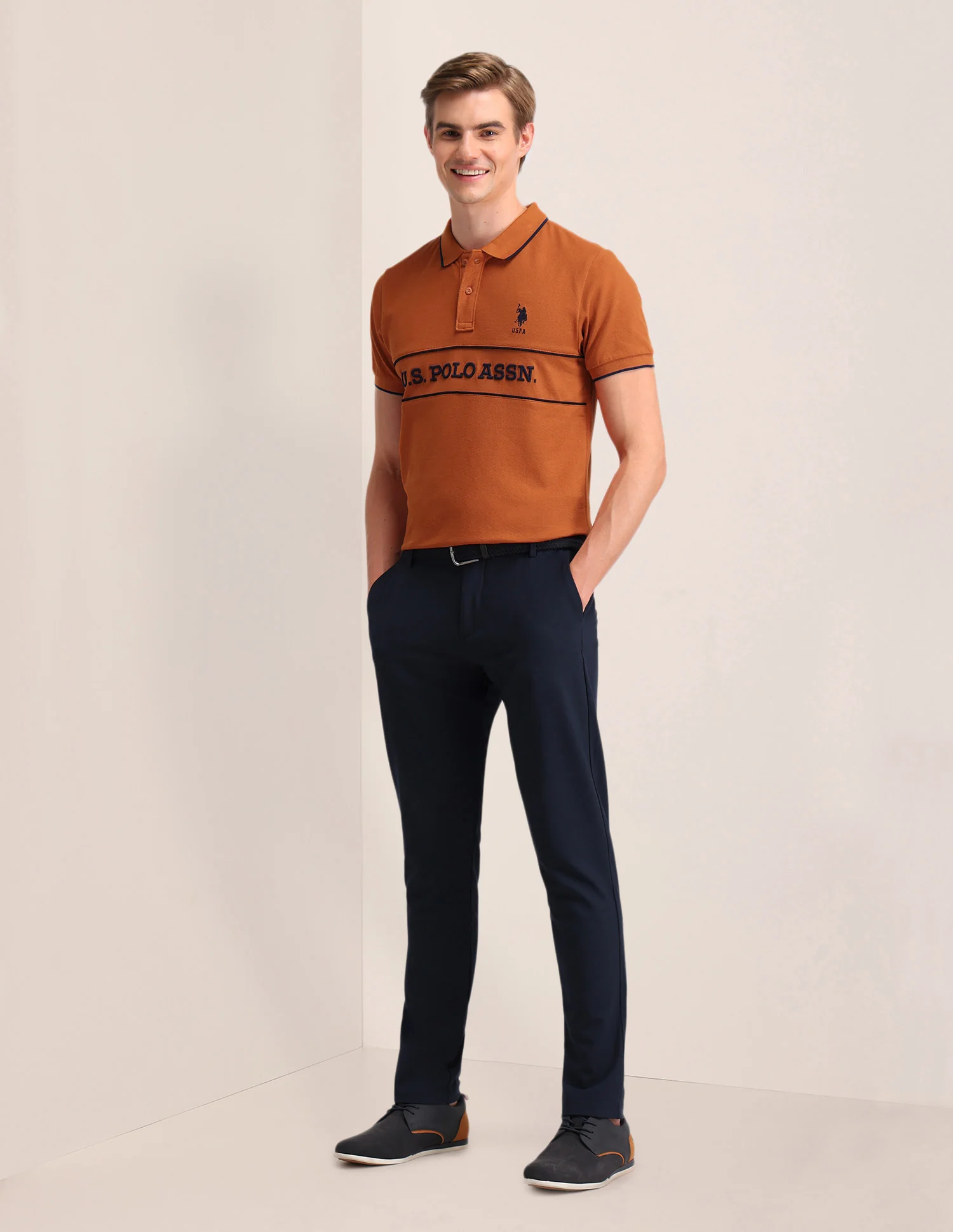 Typographic Printed Cotton Polo Shirt - Image 3