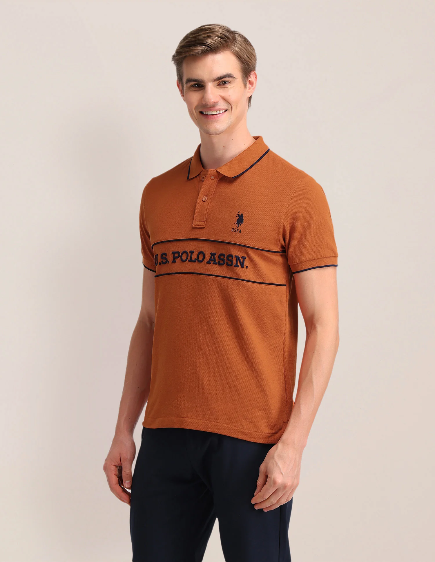 Typographic Printed Cotton Polo Shirt - Image 4