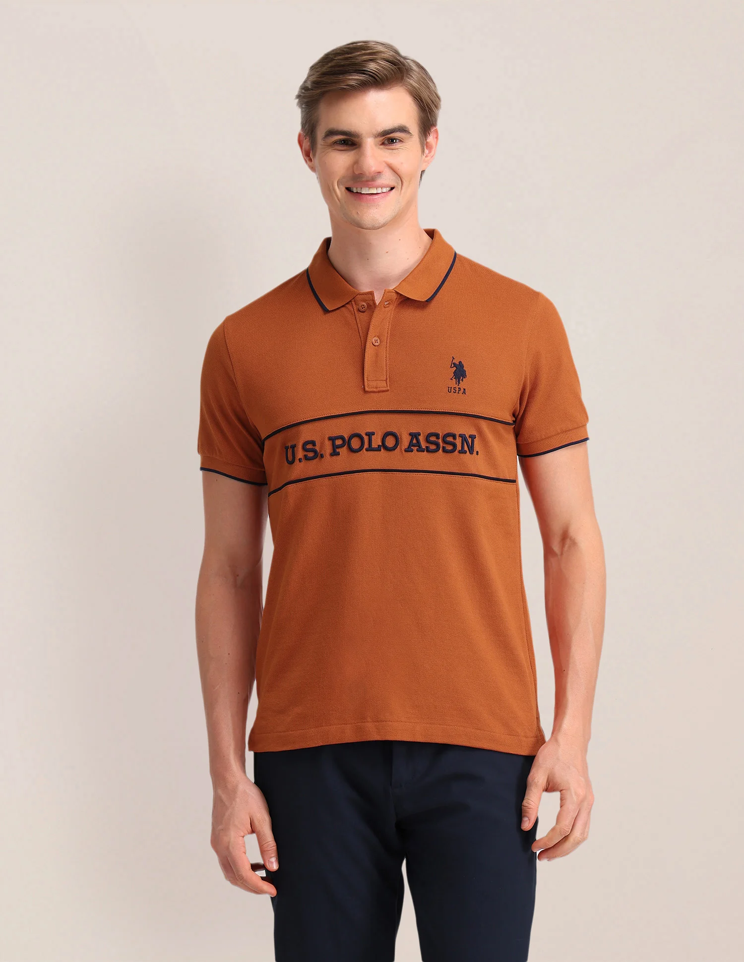 Typographic Printed Cotton Polo Shirt - Image 6
