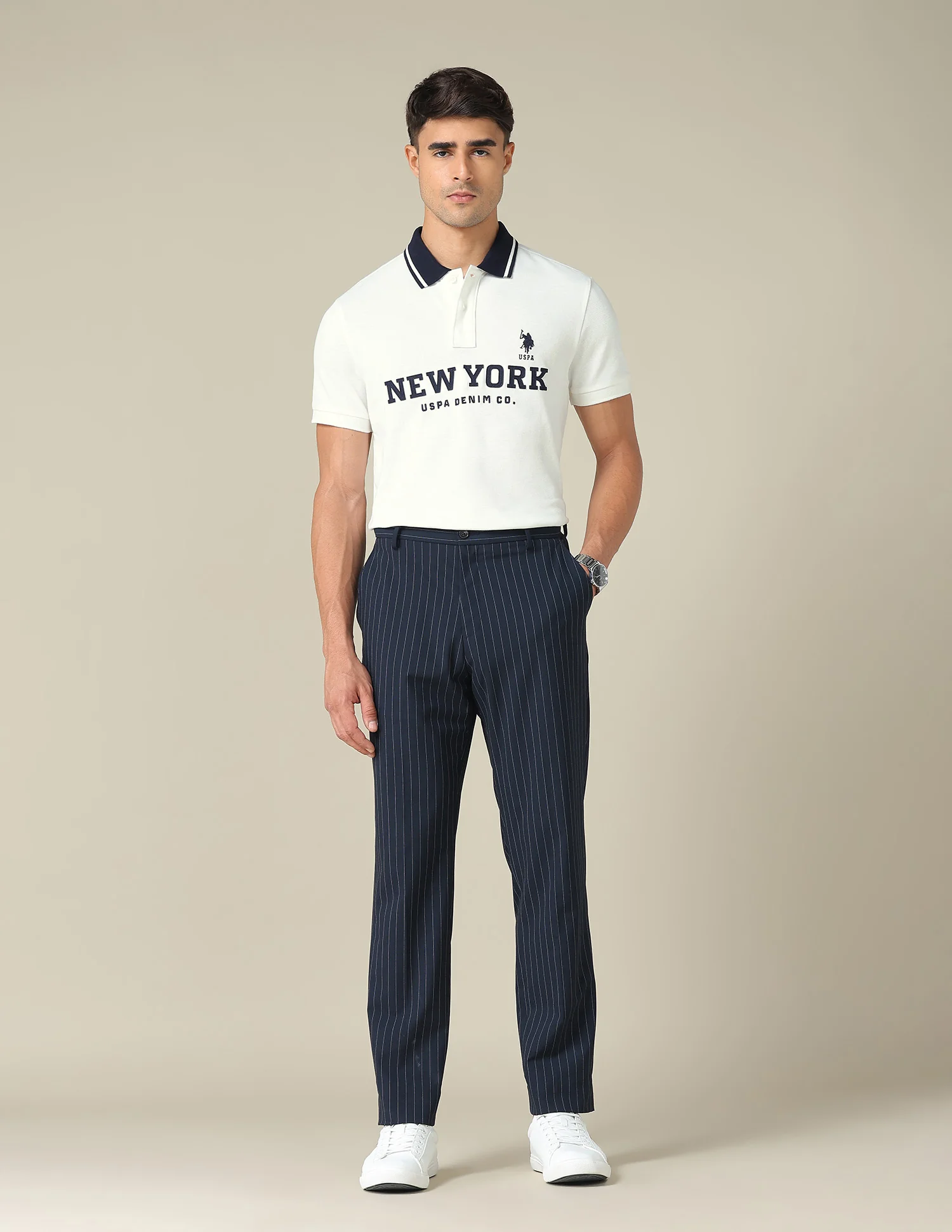 Typographic Printed Muscle Fit Polo Shirt - Image 3