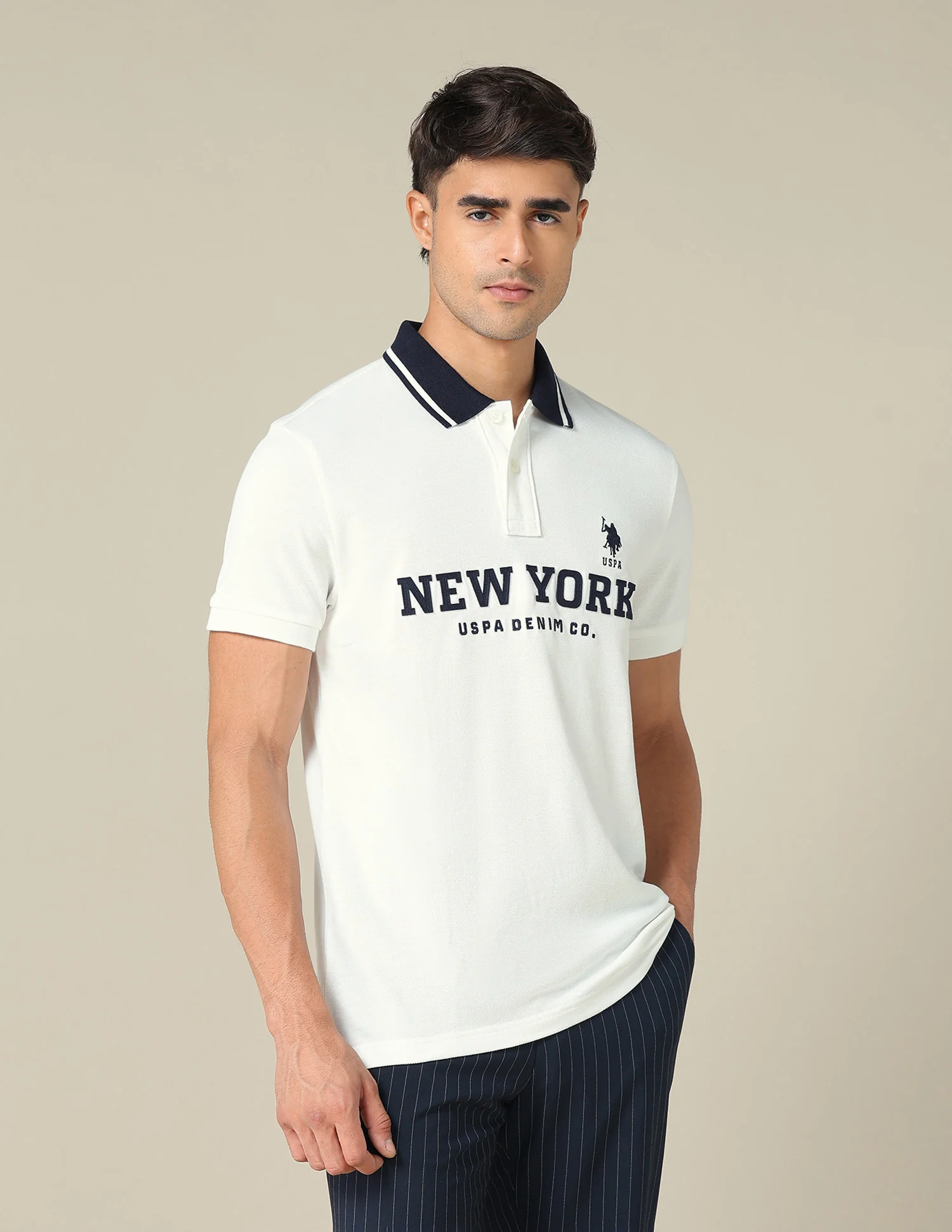 Typographic Printed Muscle Fit Polo Shirt - Image 4