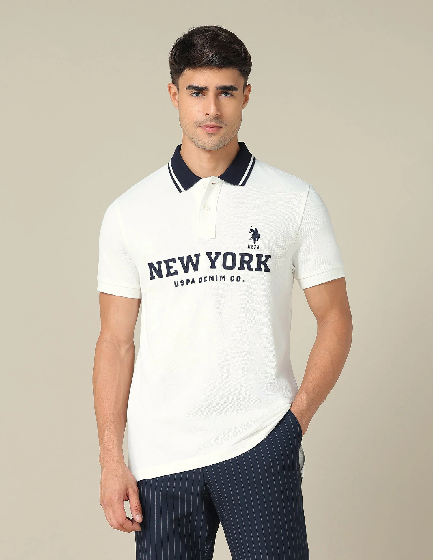 Typographic Printed Muscle Fit Polo Shirt - Image 6
