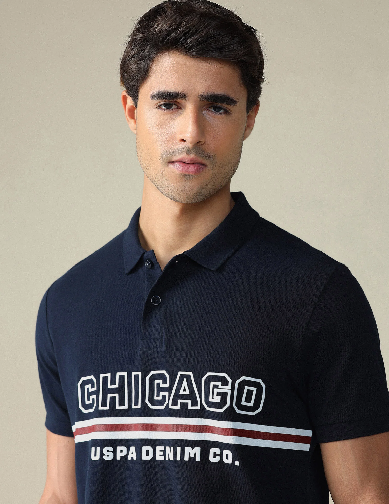 Typographic Printed Muscle Fit Polo Shirt - Image 7