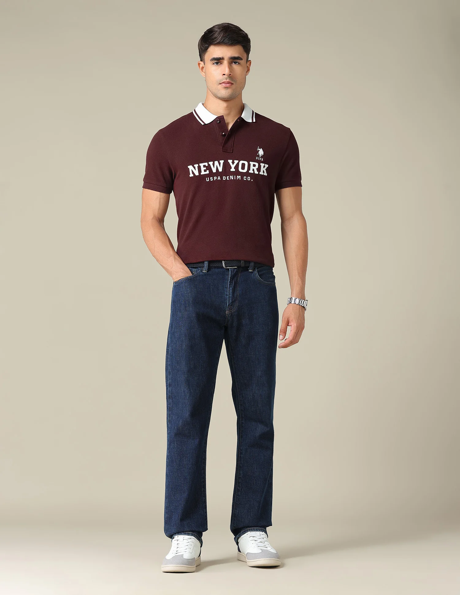 Typographic Printed Muscle Fit Polo Shirt - Image 3