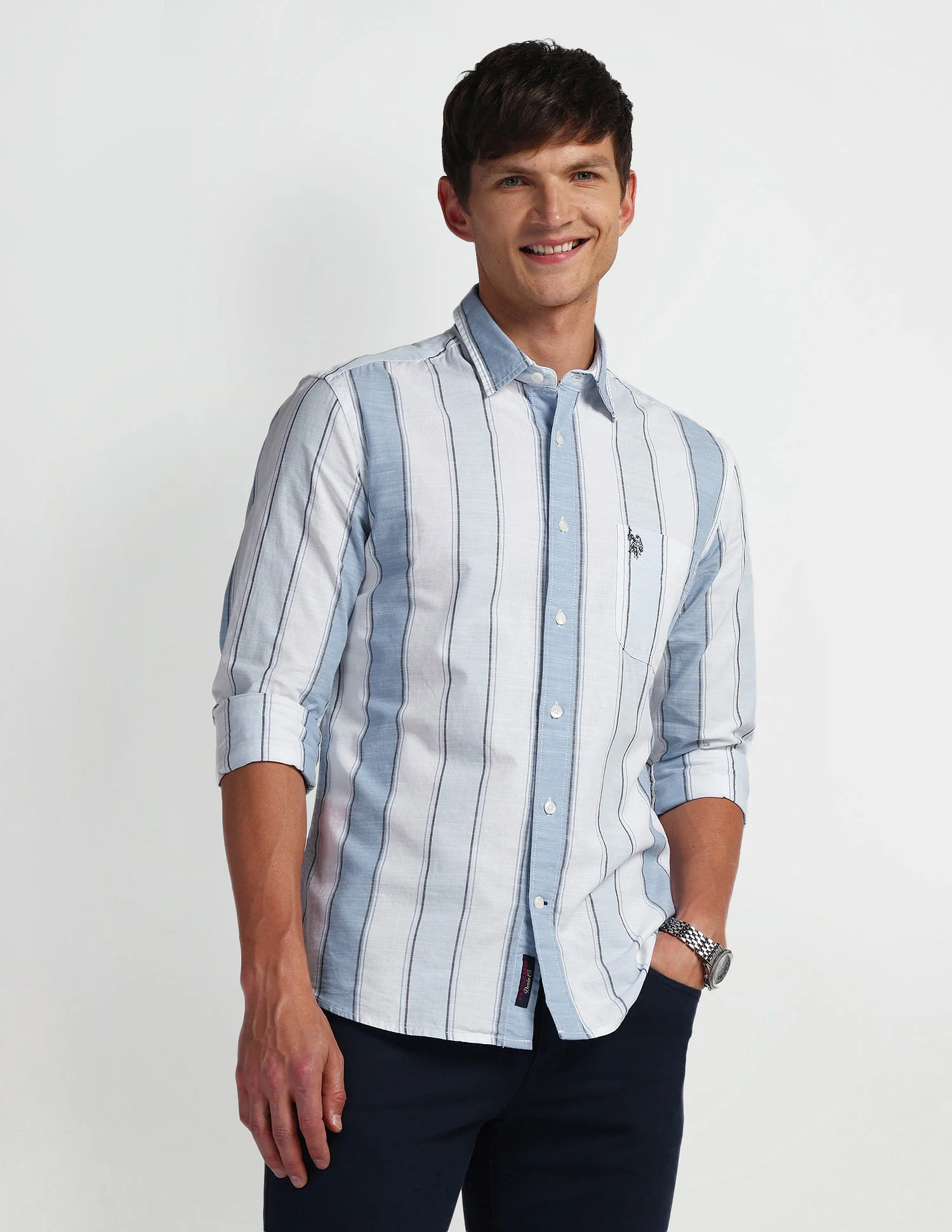 Vertical Stripe Cotton Shirt