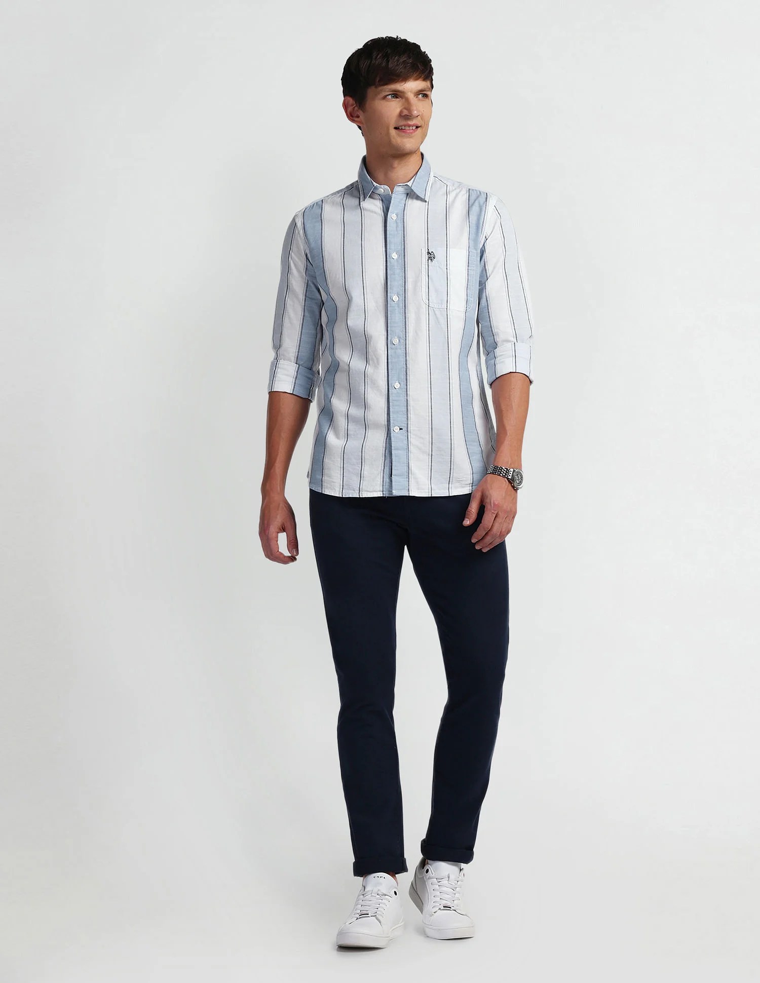 Vertical Stripe Cotton Shirt - Image 3