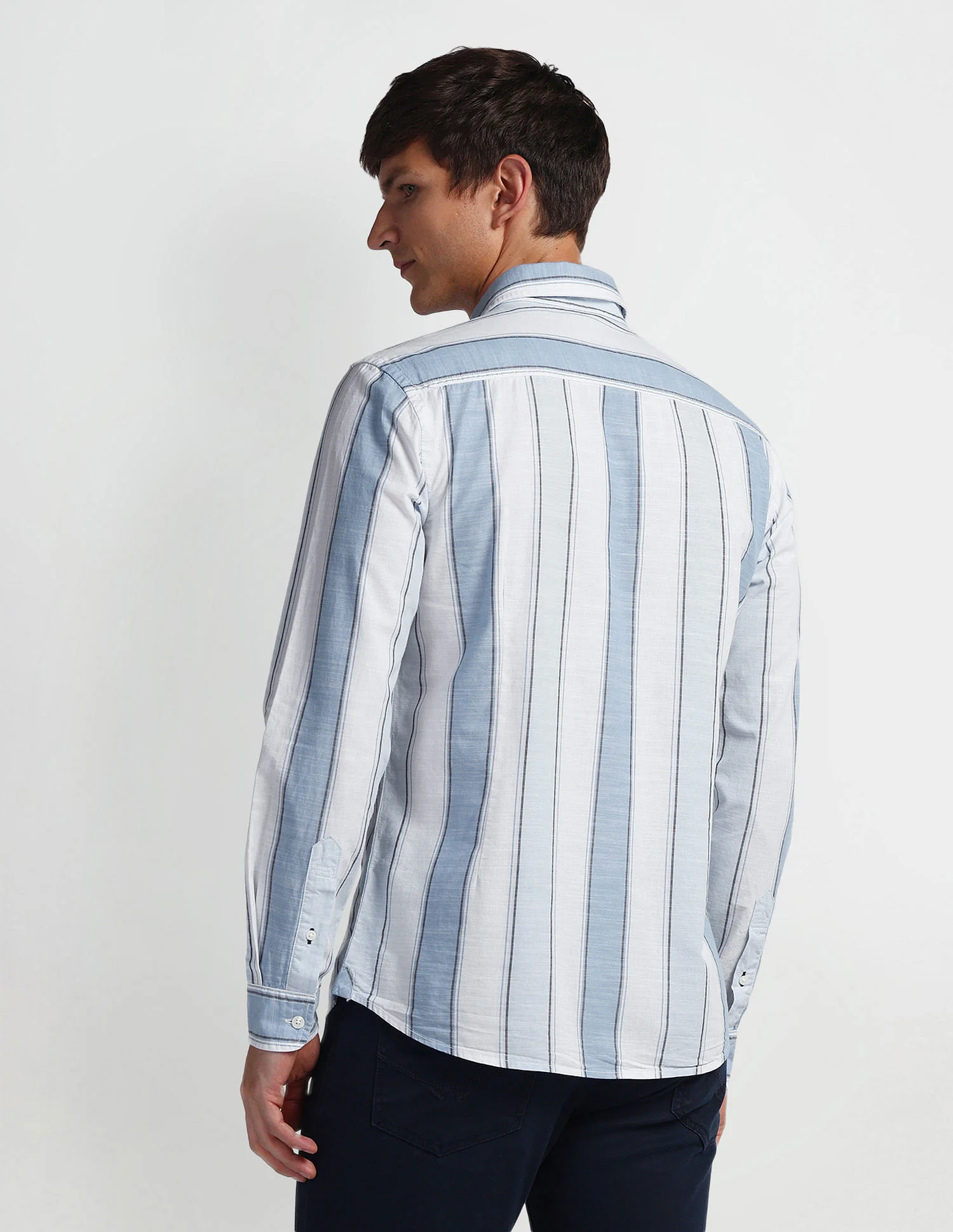 Vertical Stripe Cotton Shirt - Image 5