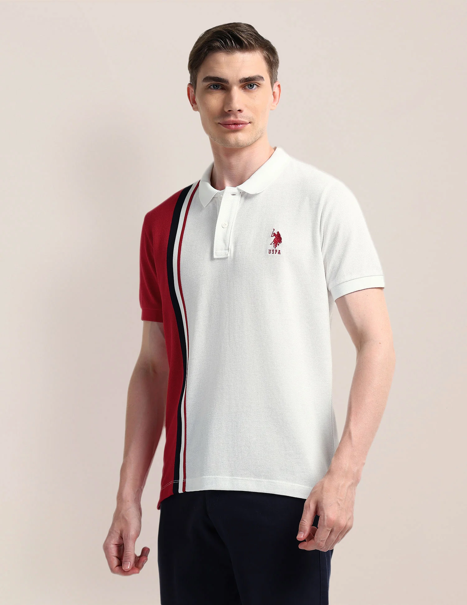 Vertical Stripe Slim Fit Polo Shirt - Image 4