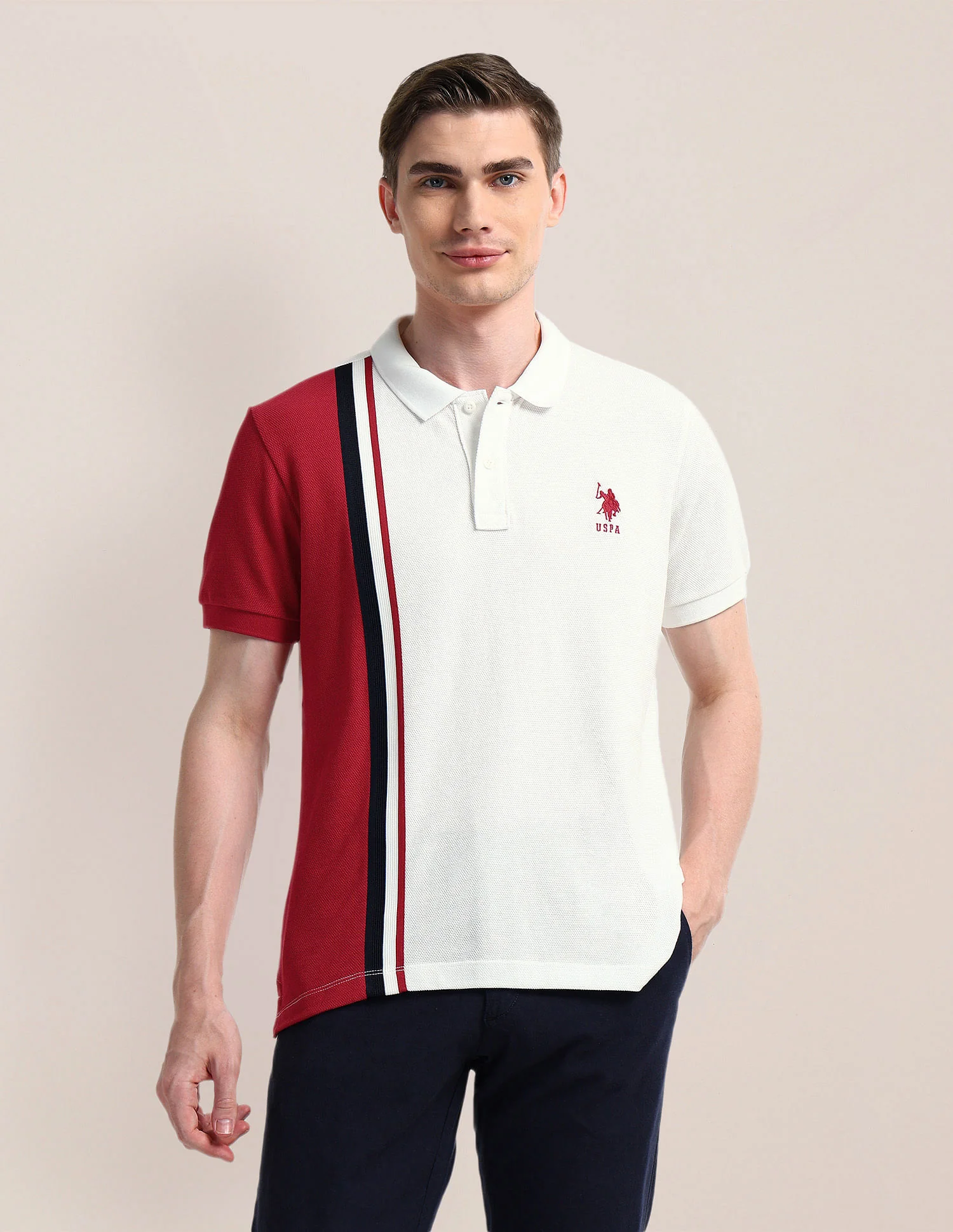 Vertical Stripe Slim Fit Polo Shirt - Image 6