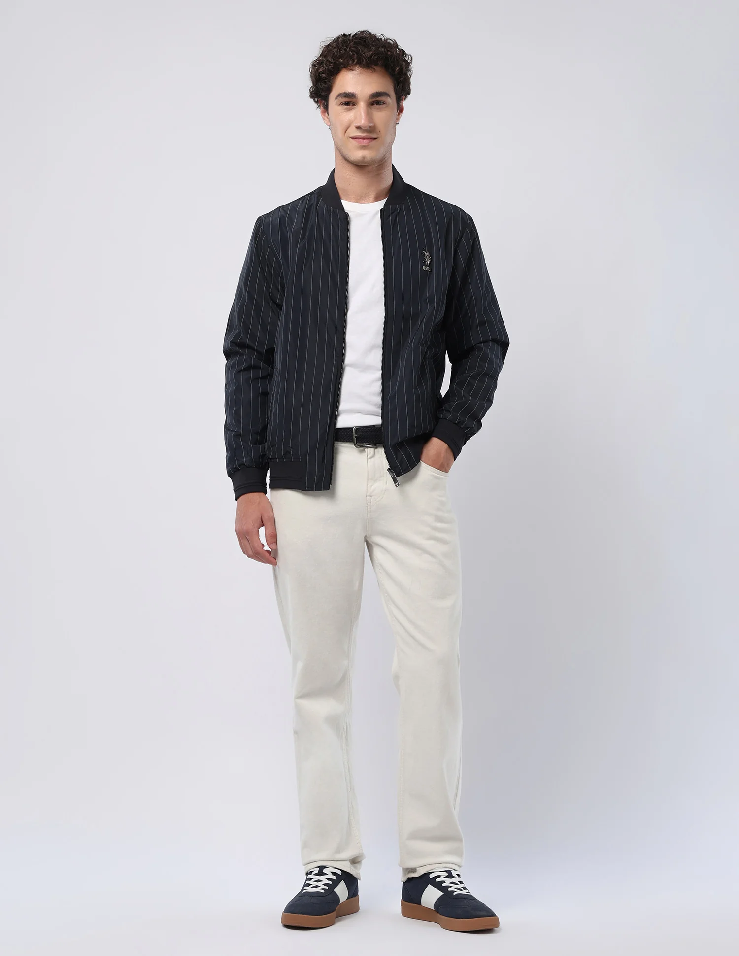 Vertical Striped Bomber Jacket - Image 3