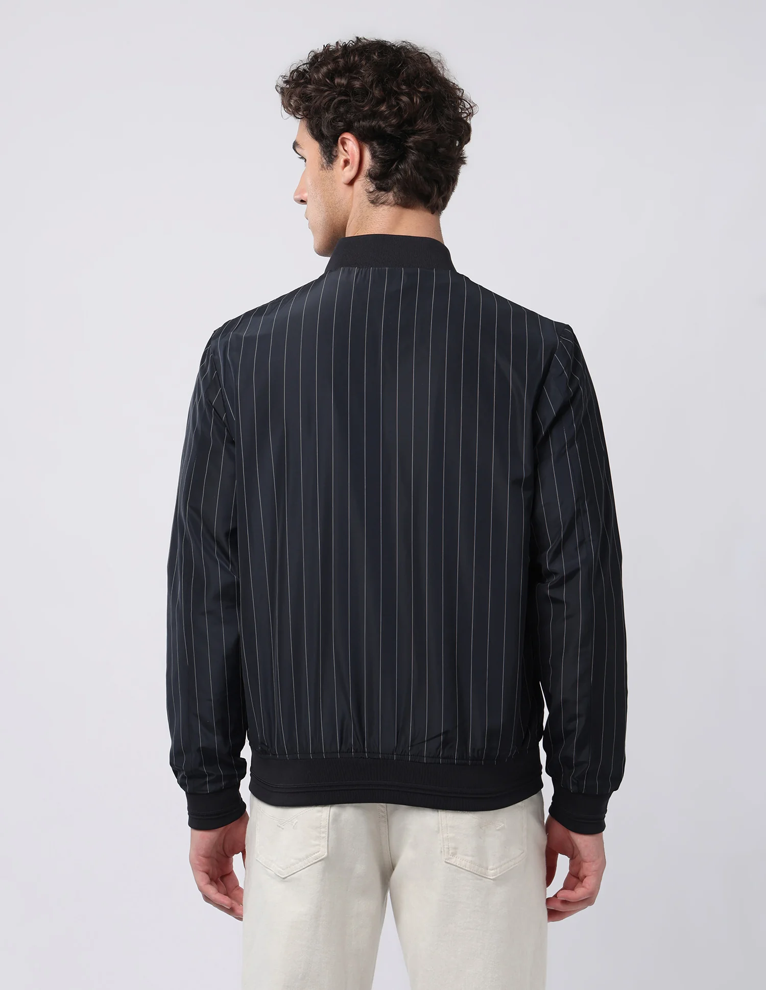 Vertical Striped Bomber Jacket - Image 5