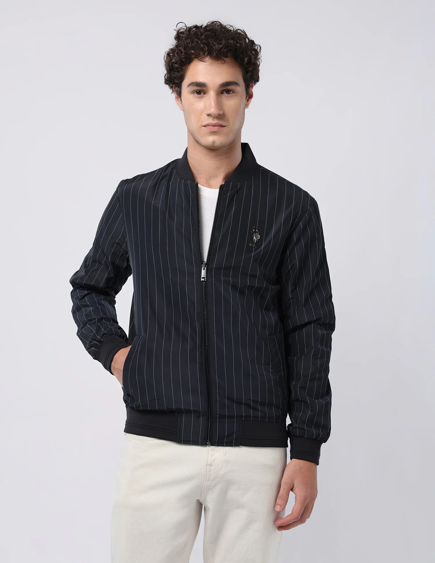 Vertical Striped Bomber Jacket - Image 6