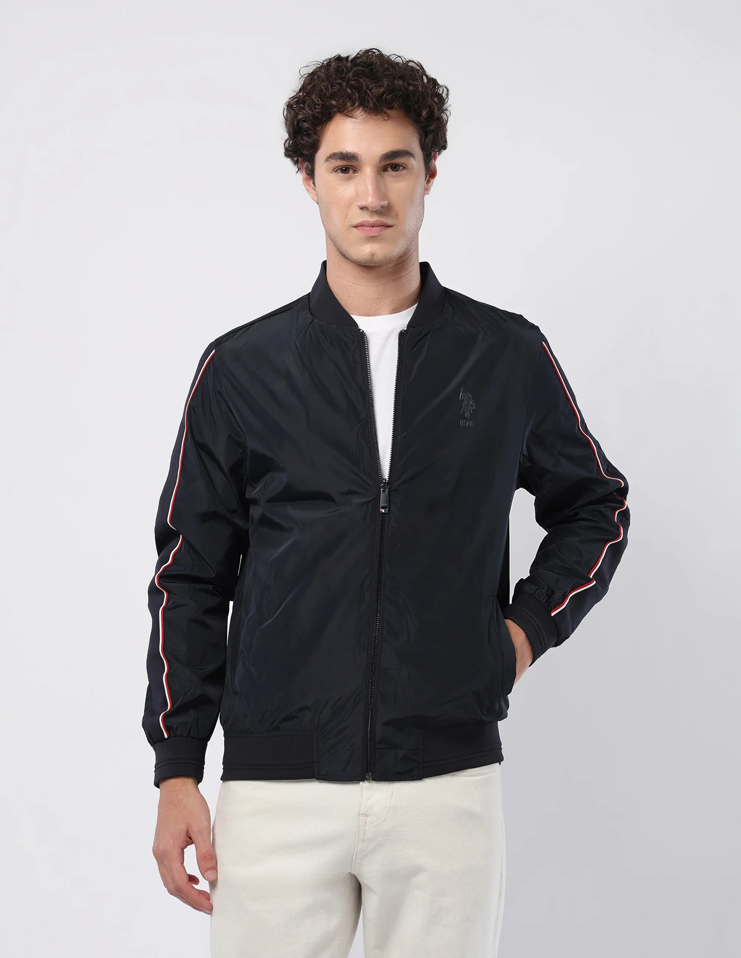 Vertical Striped Bomber Jacket - Image 8
