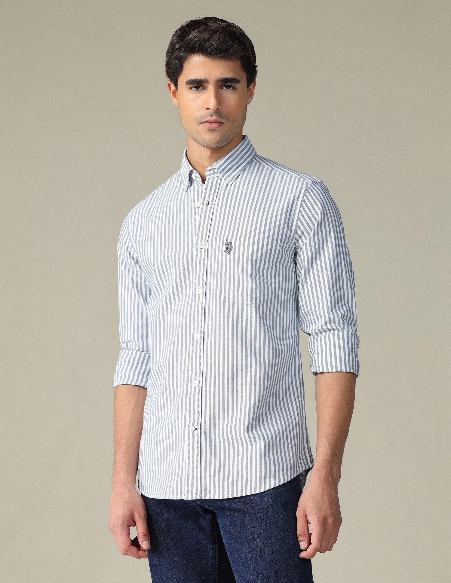 Vertical Striped Button Down Shirt - Image 4