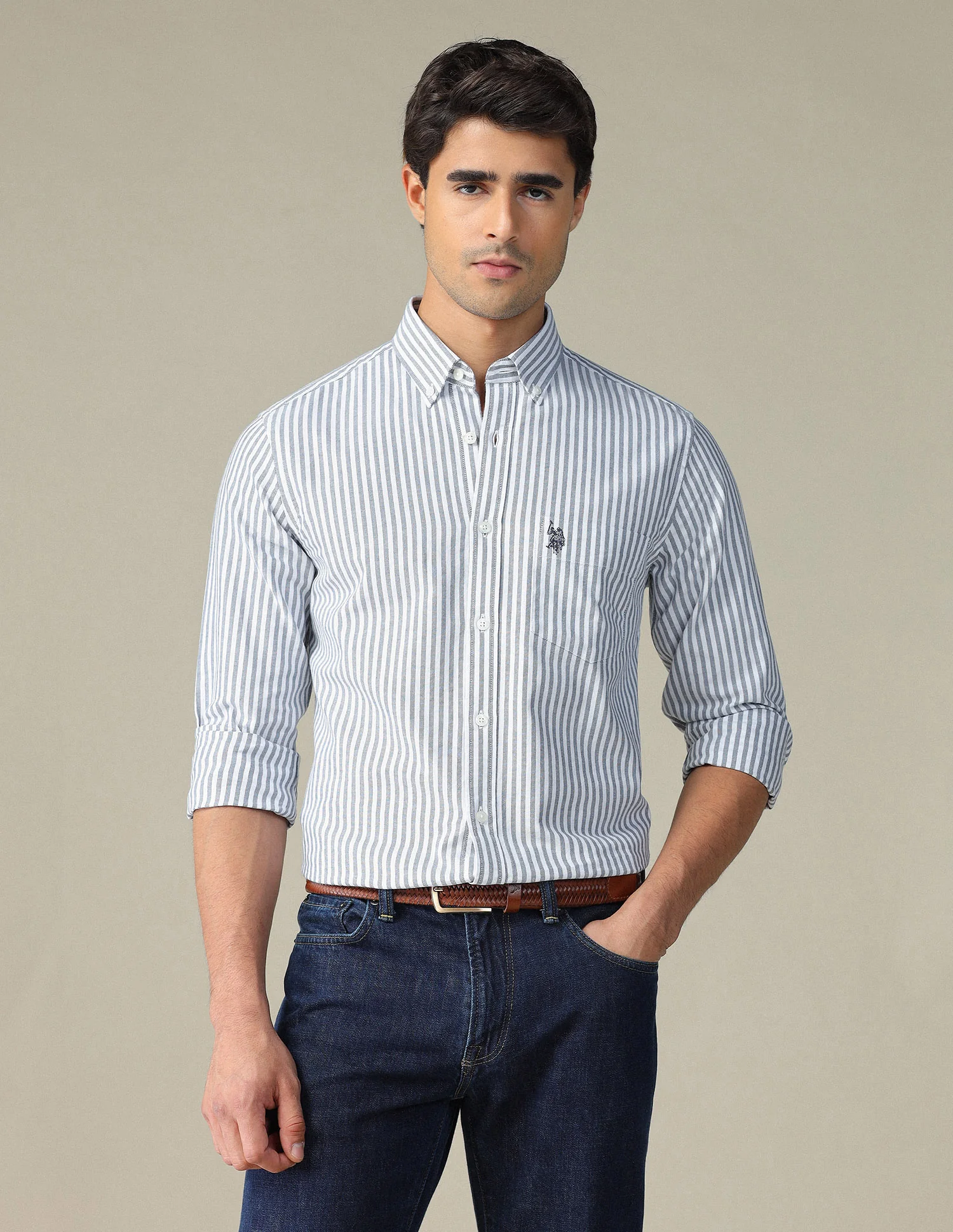 Vertical Striped Button Down Shirt - Image 6