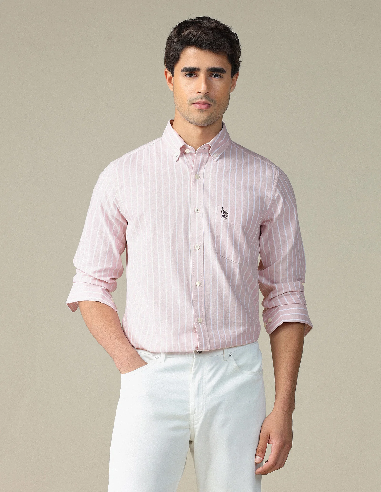 Vertical Striped Button Down Shirt - Image 6