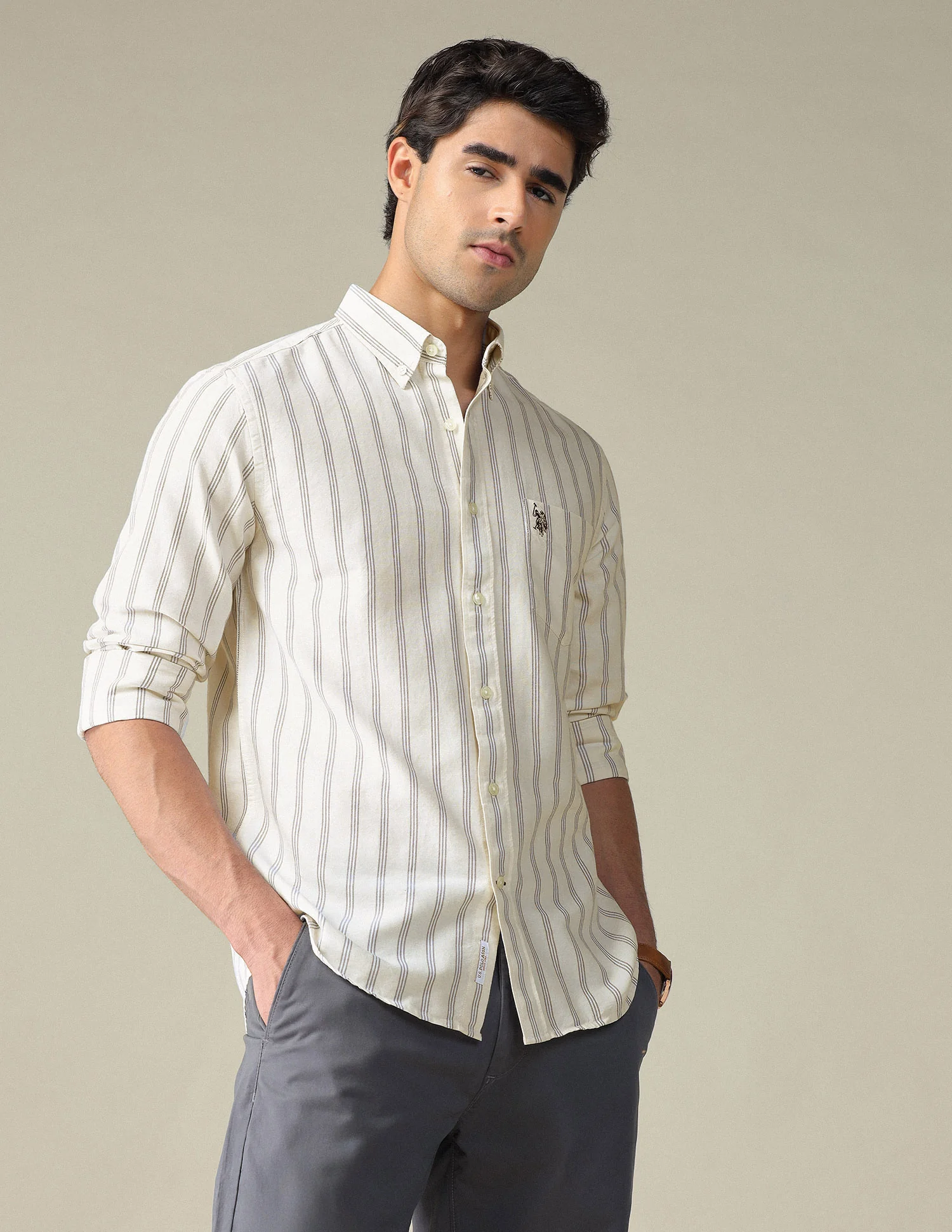 Vertical Striped Button Down Shirt