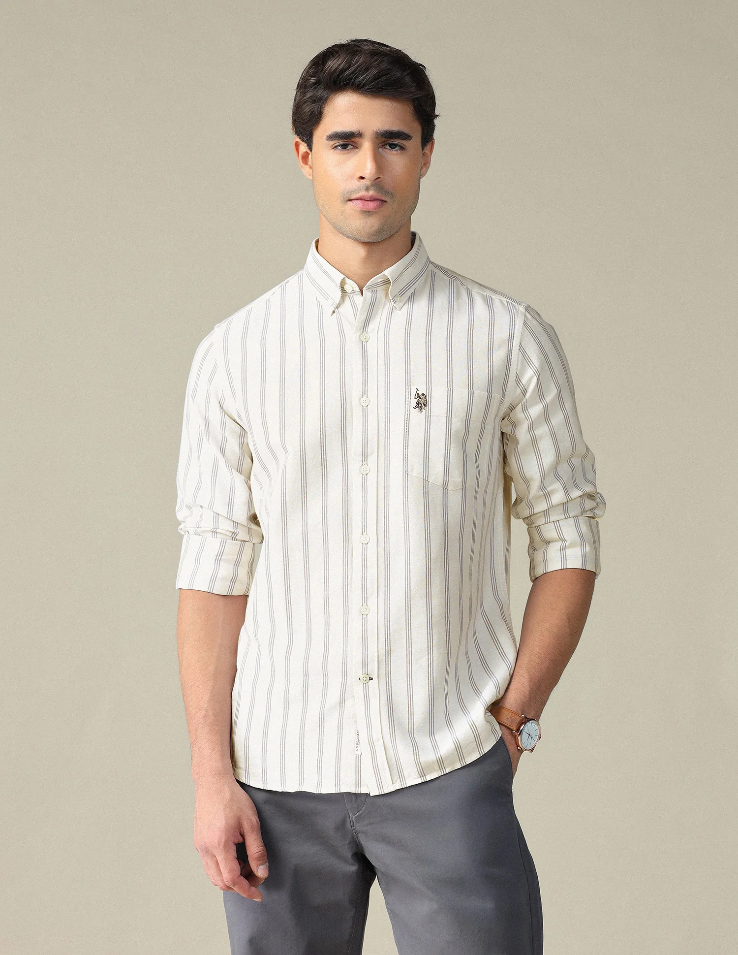 Vertical Striped Button Down Shirt - Image 6