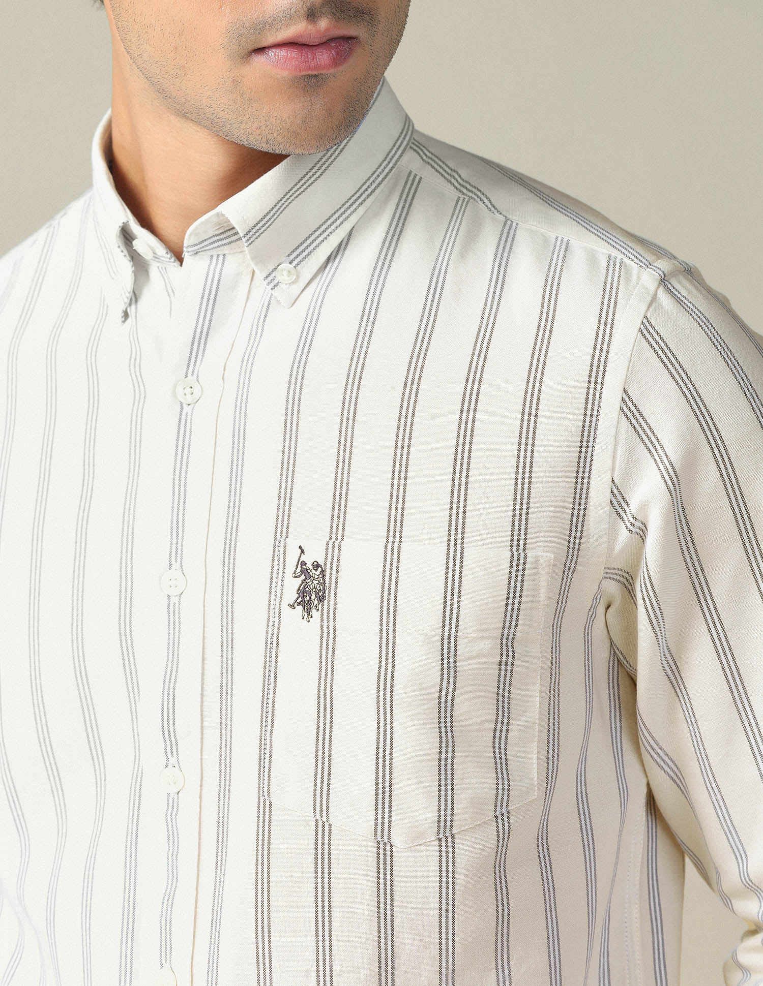 Vertical Striped Button Down Shirt - Image 7