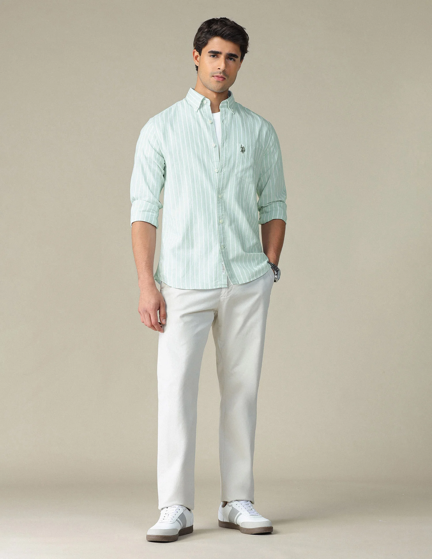 Vertical Striped Button Down Shirt - Image 3