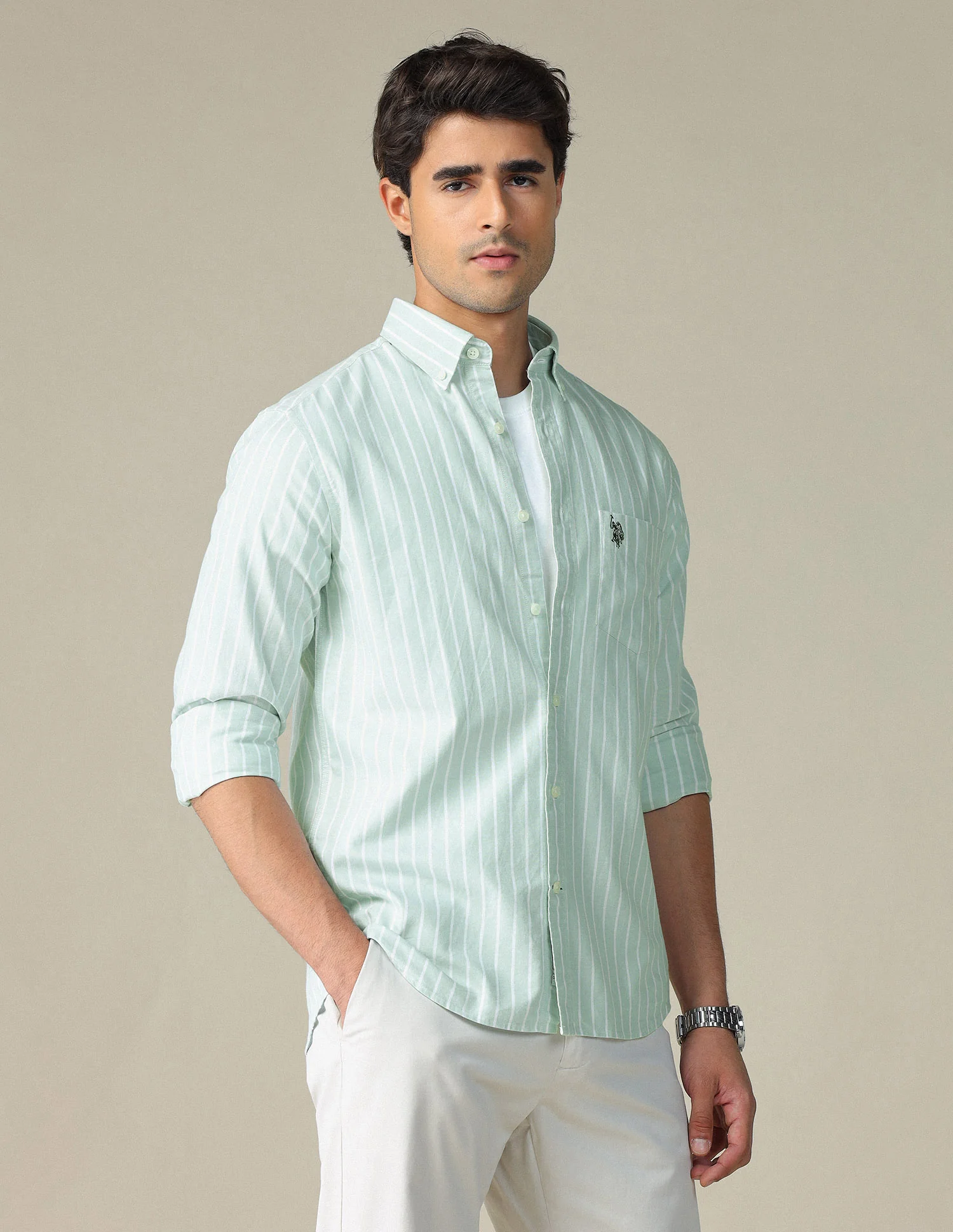 Vertical Striped Button Down Shirt - Image 4