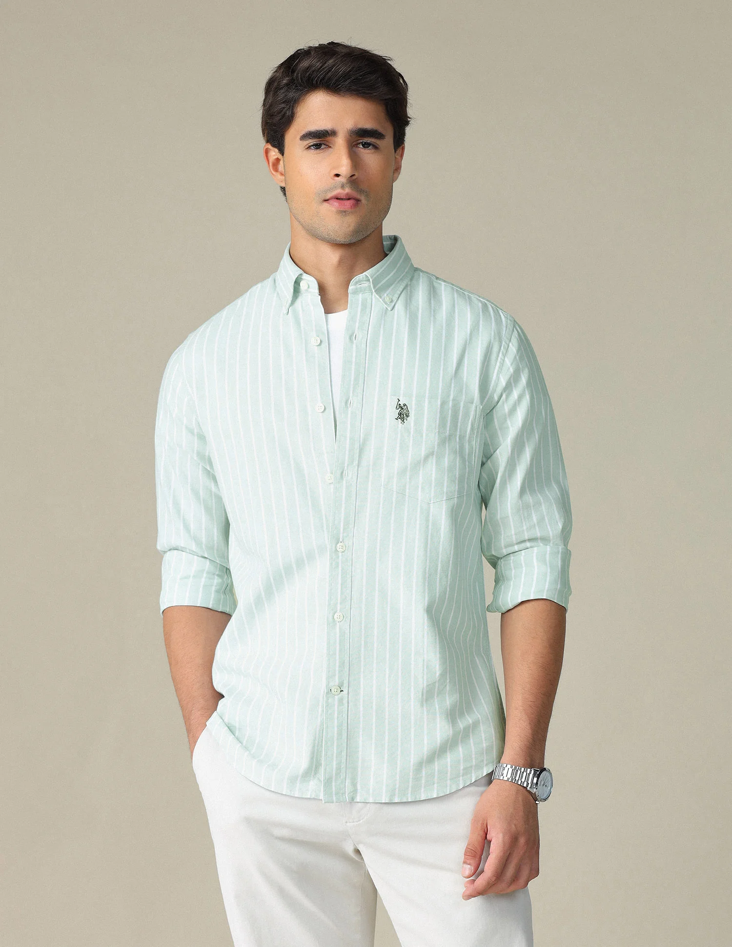 Vertical Striped Button Down Shirt - Image 6