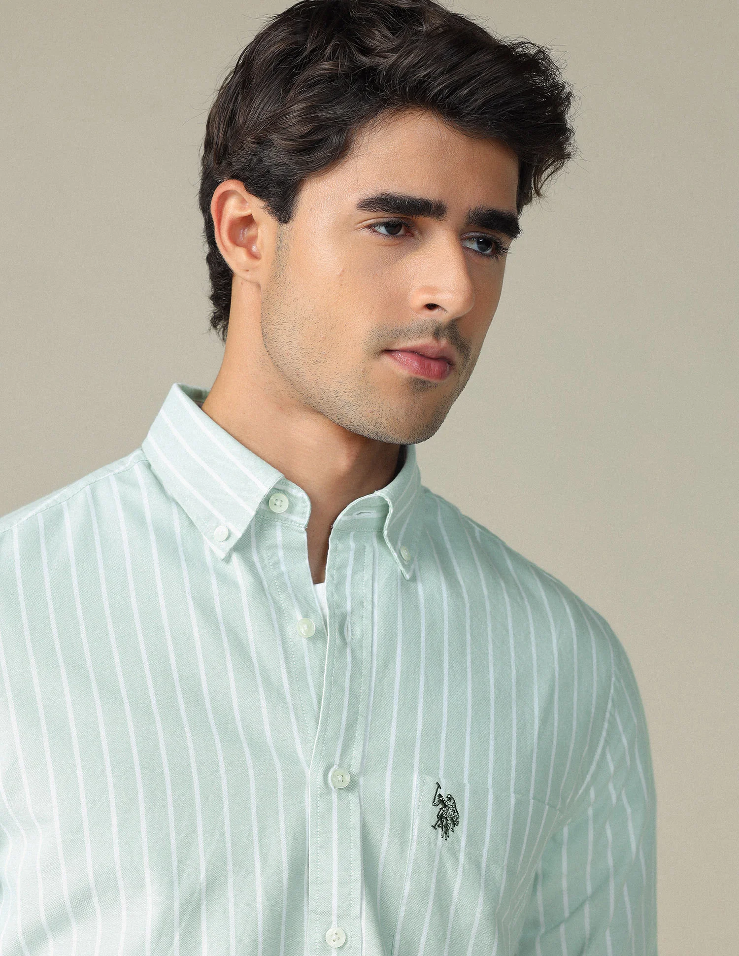 Vertical Striped Button Down Shirt - Image 7