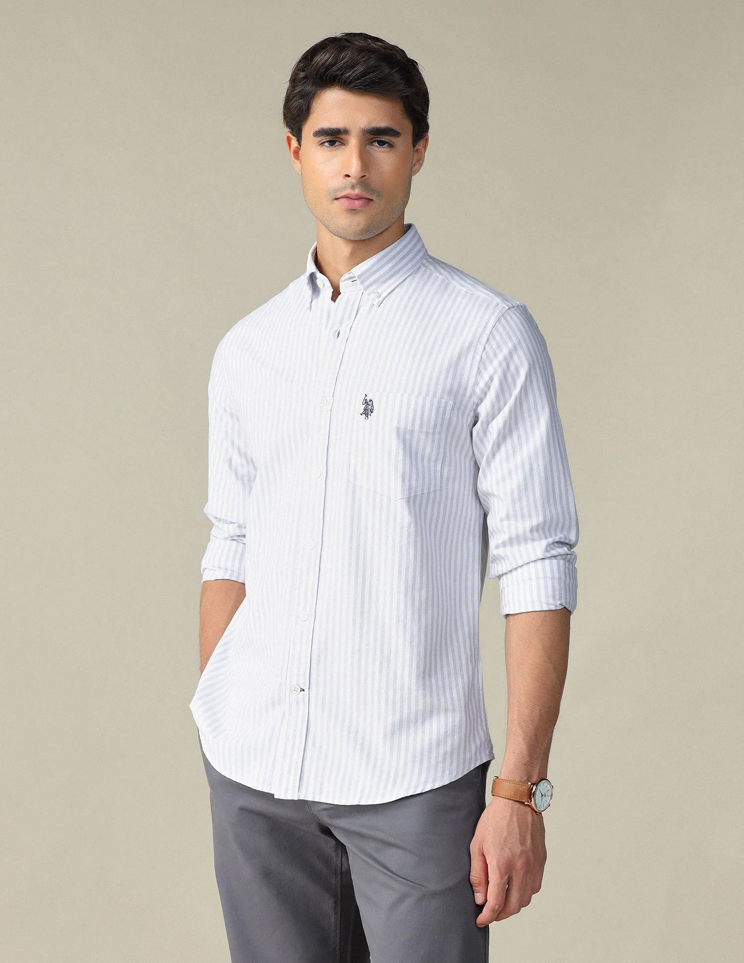 Vertical Striped Button Down Shirt - Image 4