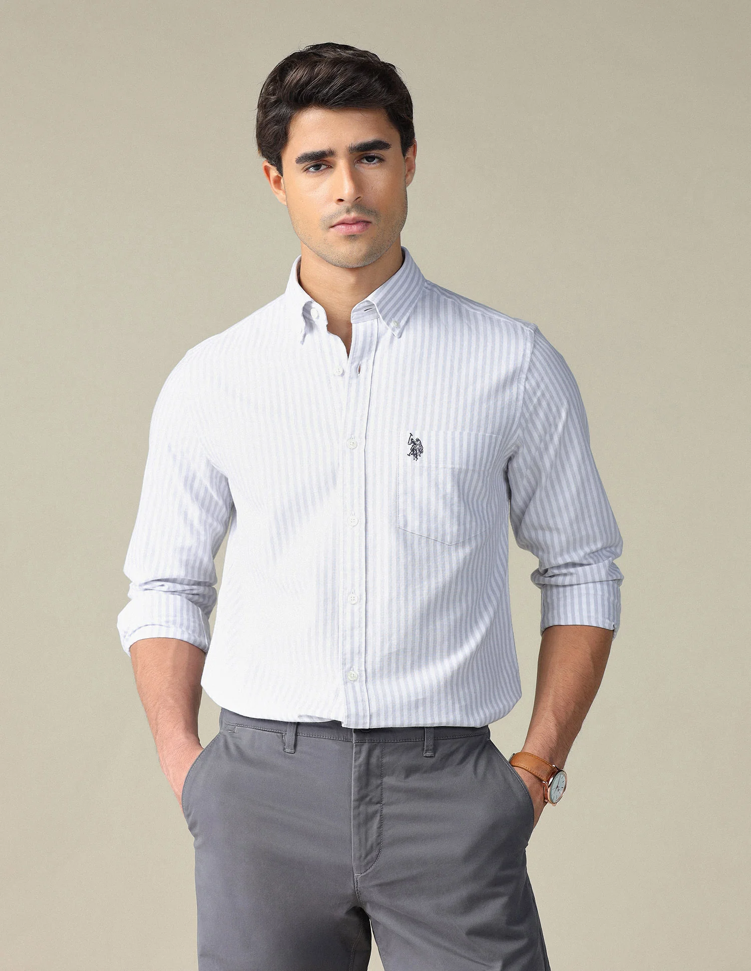 Vertical Striped Button Down Shirt - Image 6