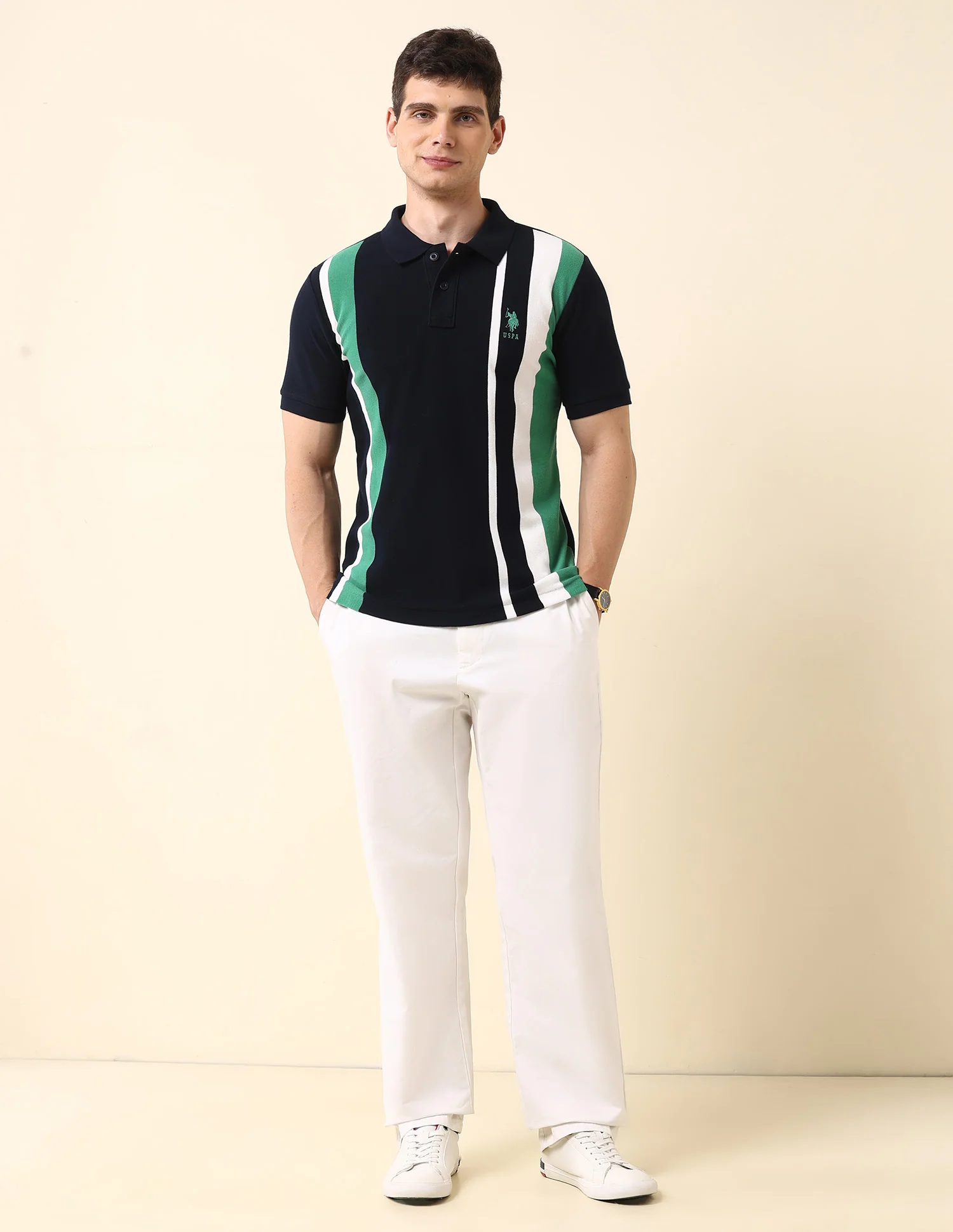 Vertical Striped Classic Polo Shirt - Image 3