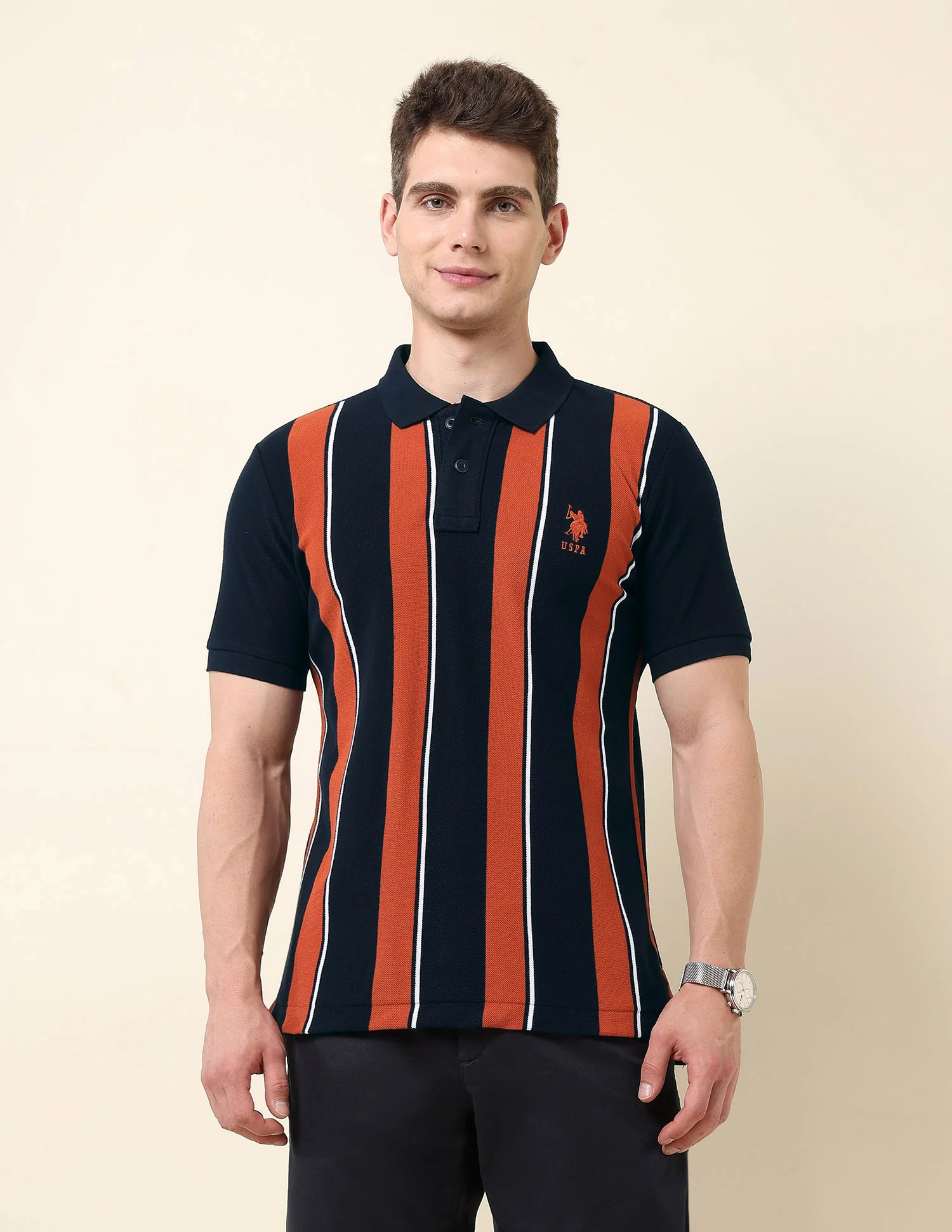 Vertical Striped Classic Polo Shirt