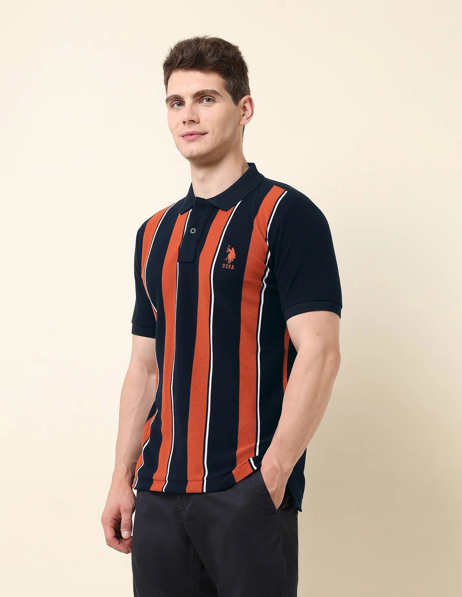 Vertical Striped Classic Polo Shirt - Image 4