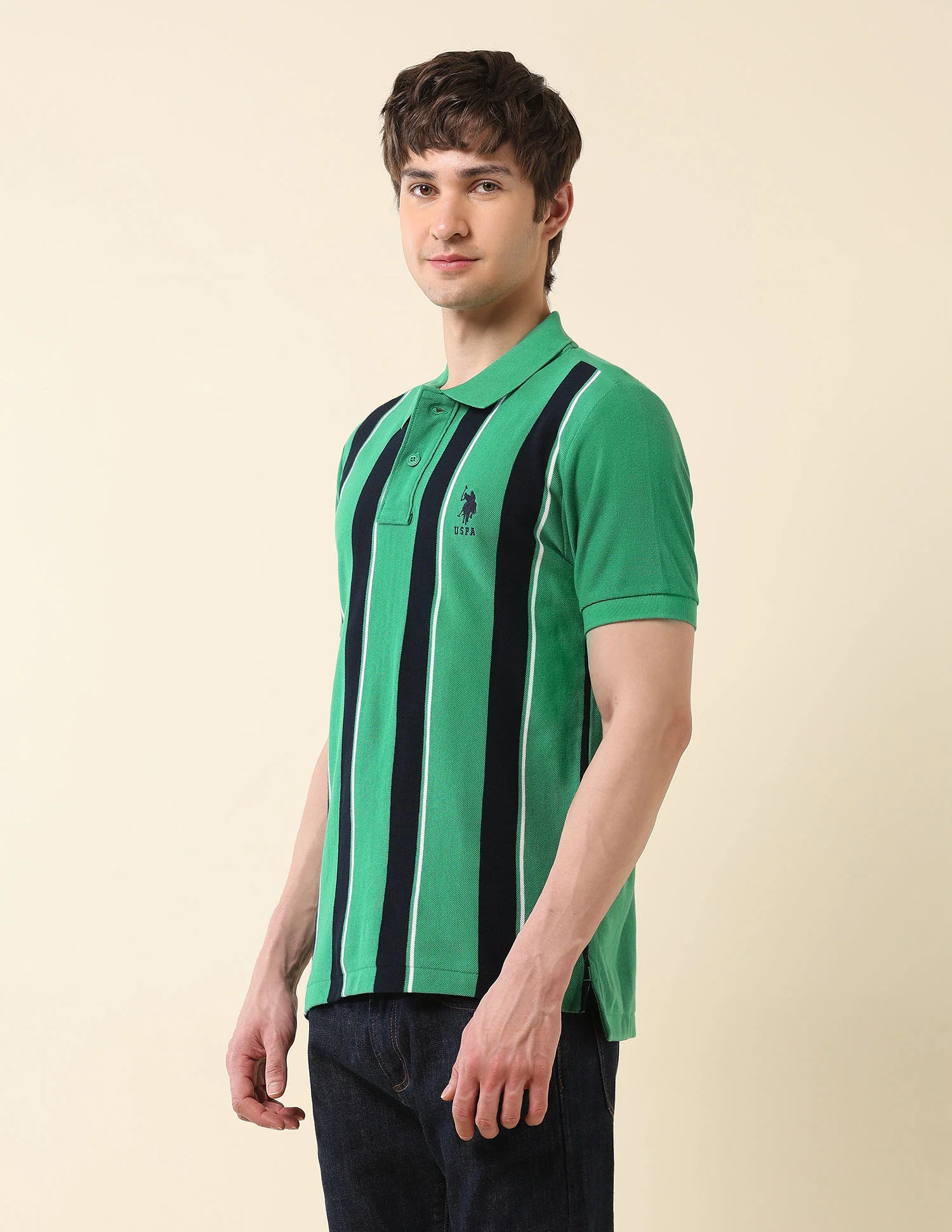Vertical Striped Classic Polo Shirt - Image 4