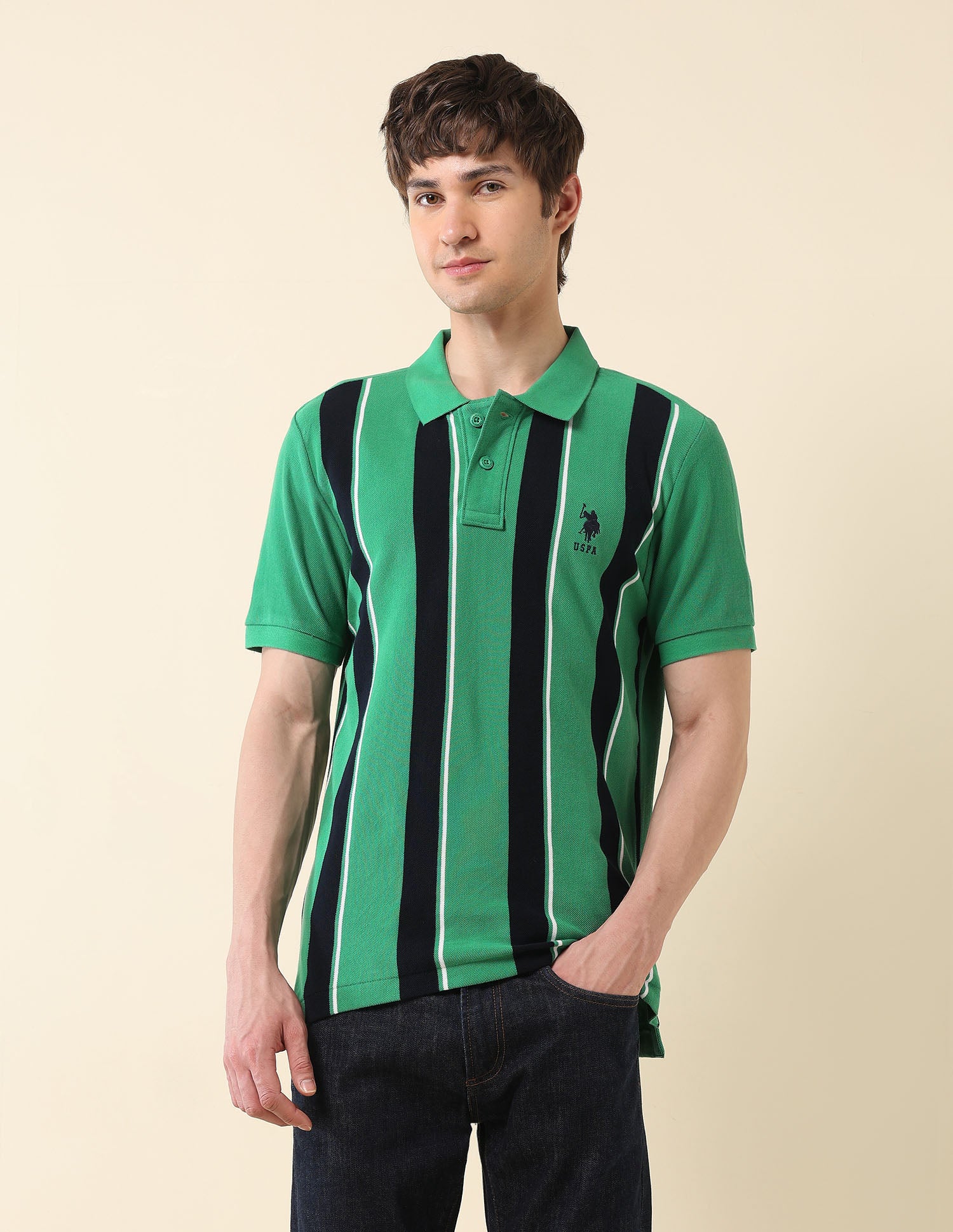 Vertical Striped Classic Polo Shirt - Image 6