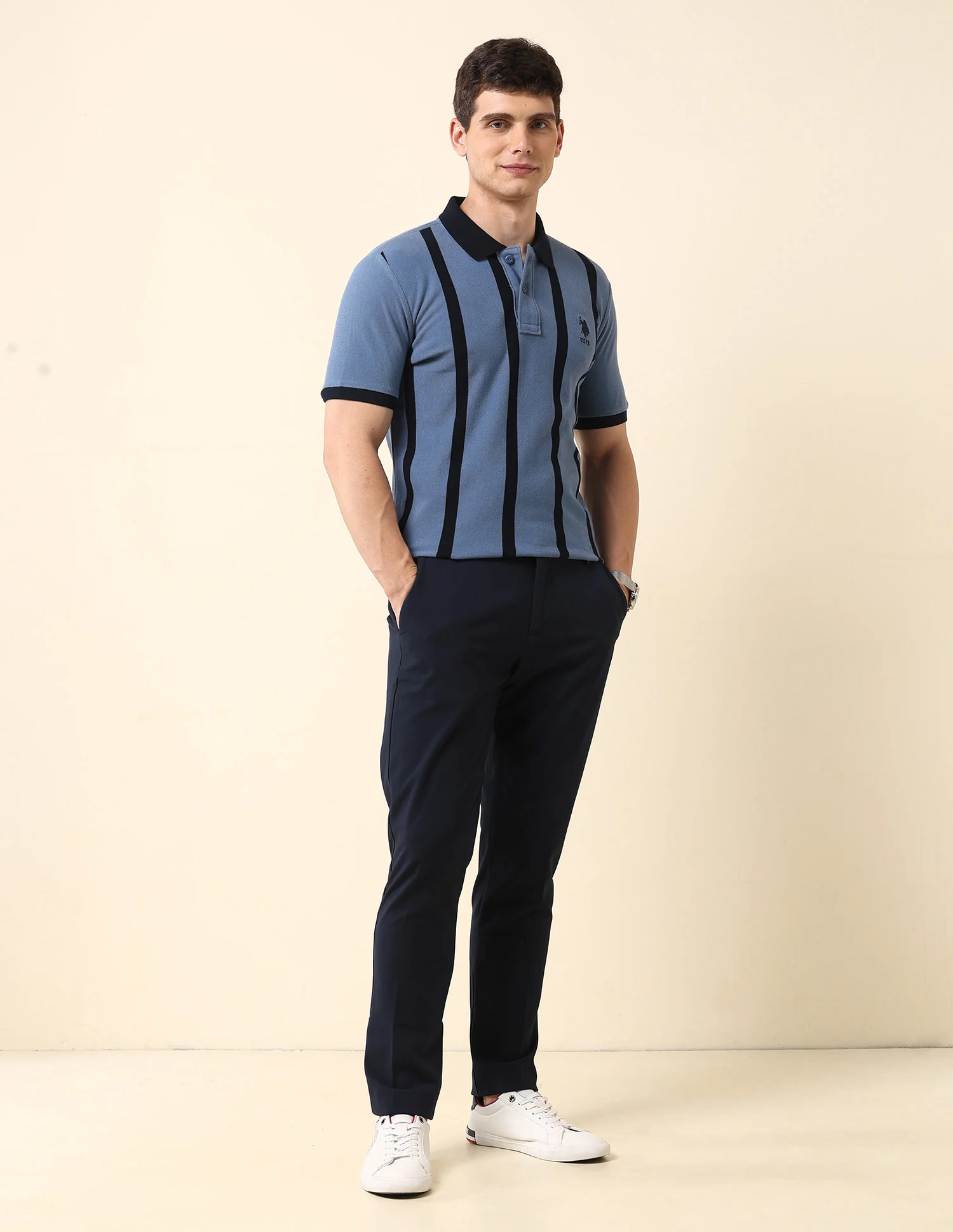 Vertical Striped Classic Polo Shirt - Image 3