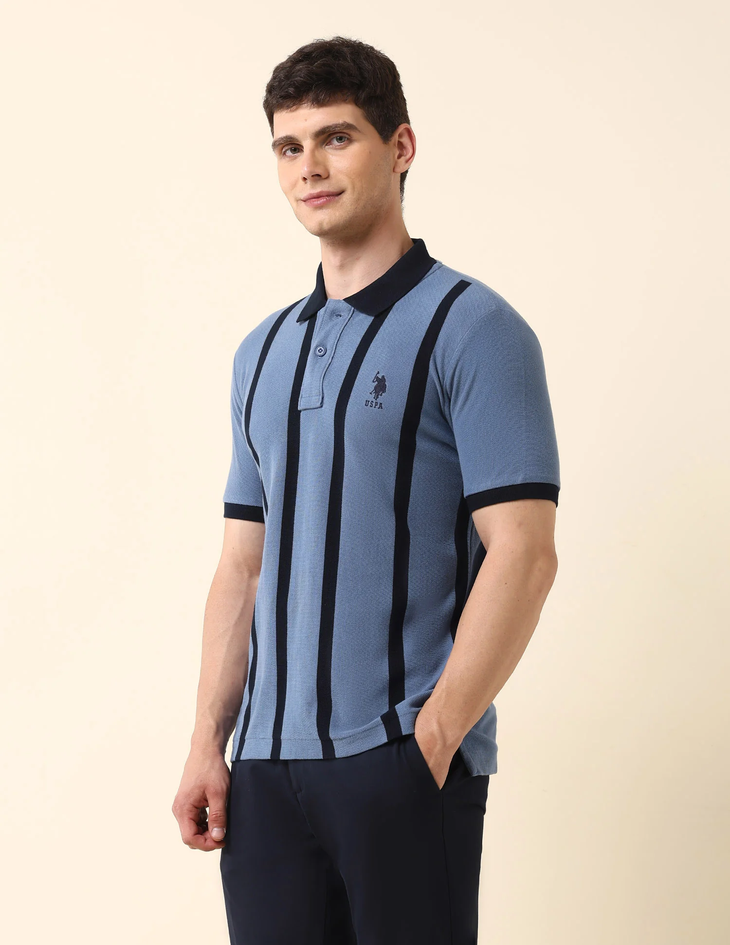 Vertical Striped Classic Polo Shirt - Image 4