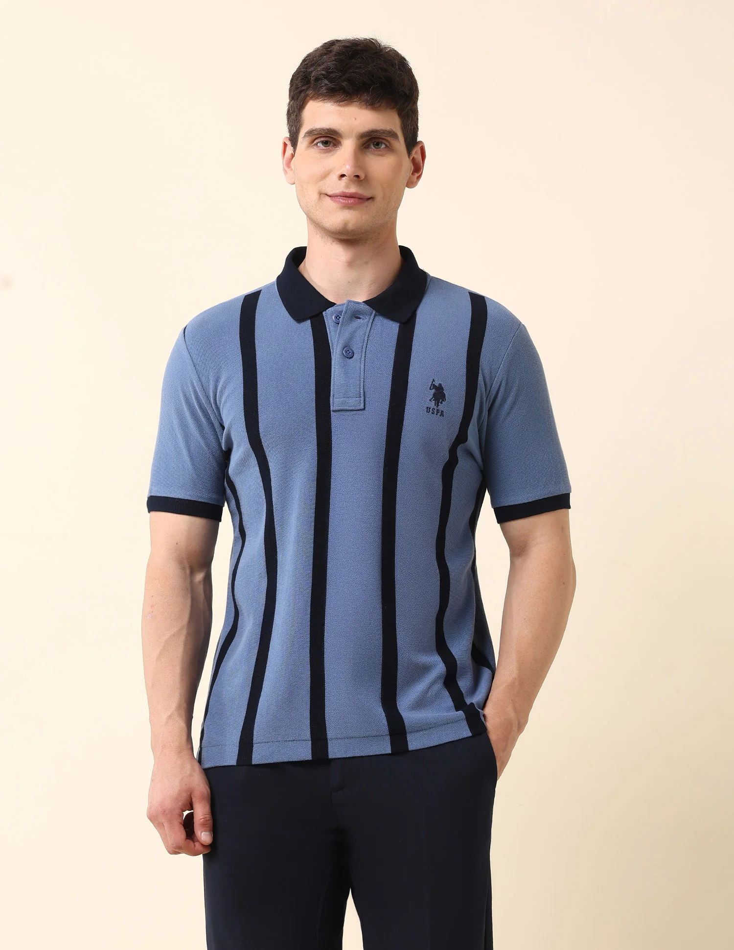 Vertical Striped Classic Polo Shirt - Image 6