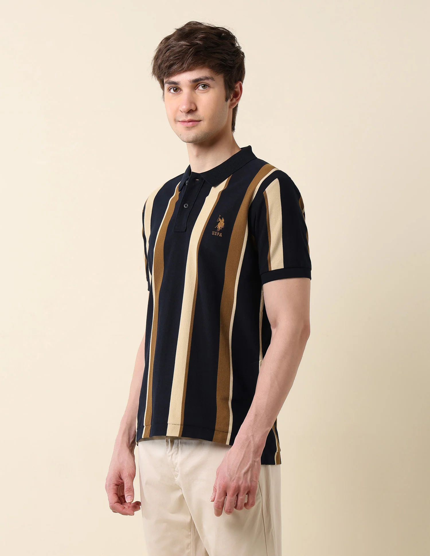 Vertical Striped Classic Polo Shirt - Image 4