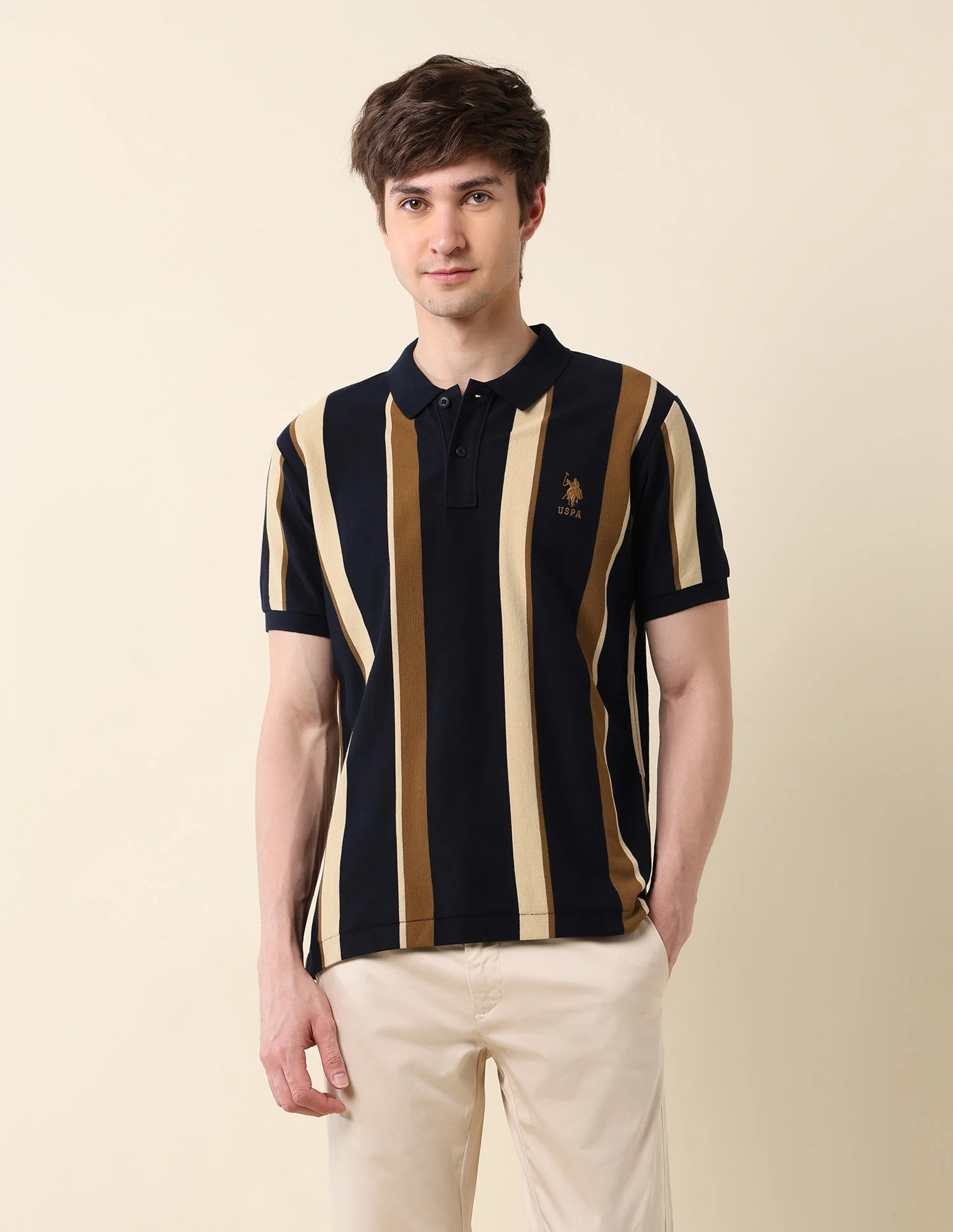 Vertical Striped Classic Polo Shirt - Image 6