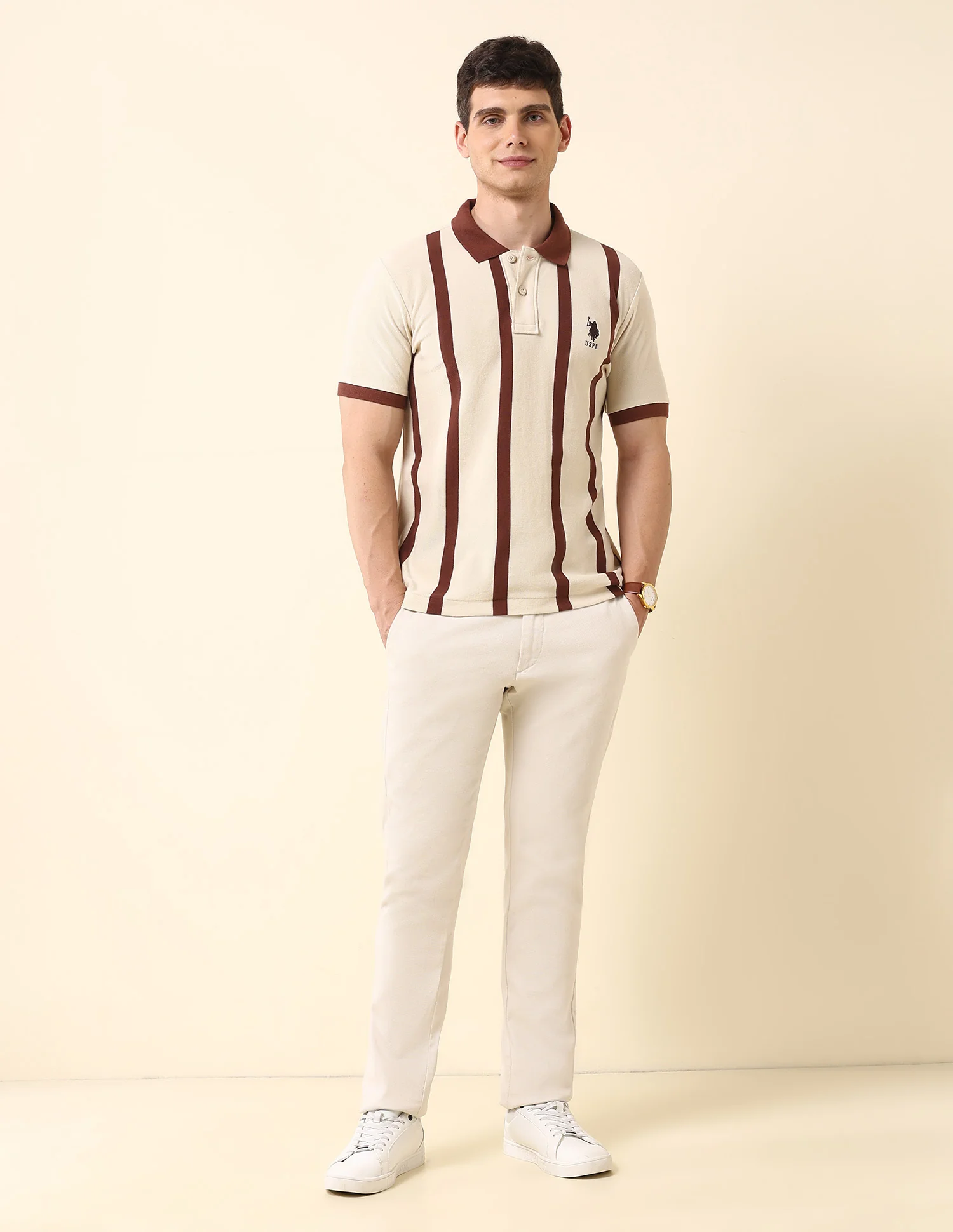 Vertical Striped Classic Polo Shirt - Image 3