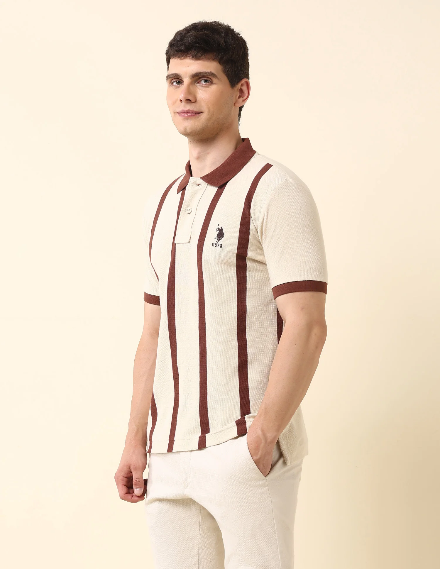 Vertical Striped Classic Polo Shirt - Image 4