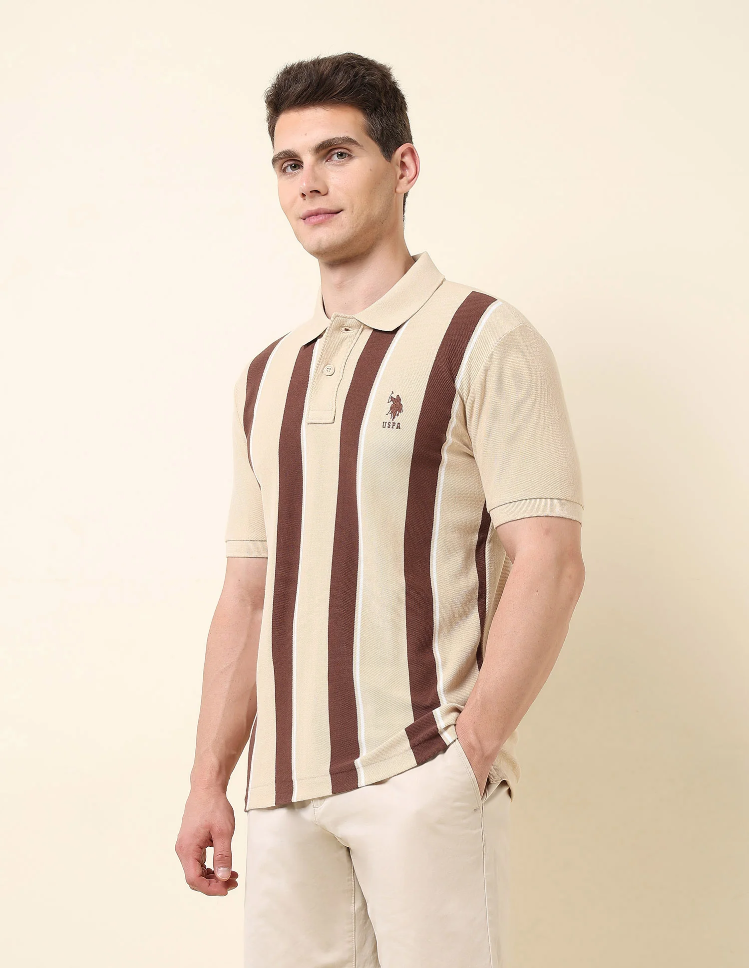 Vertical Striped Classic Polo Shirt - Image 4