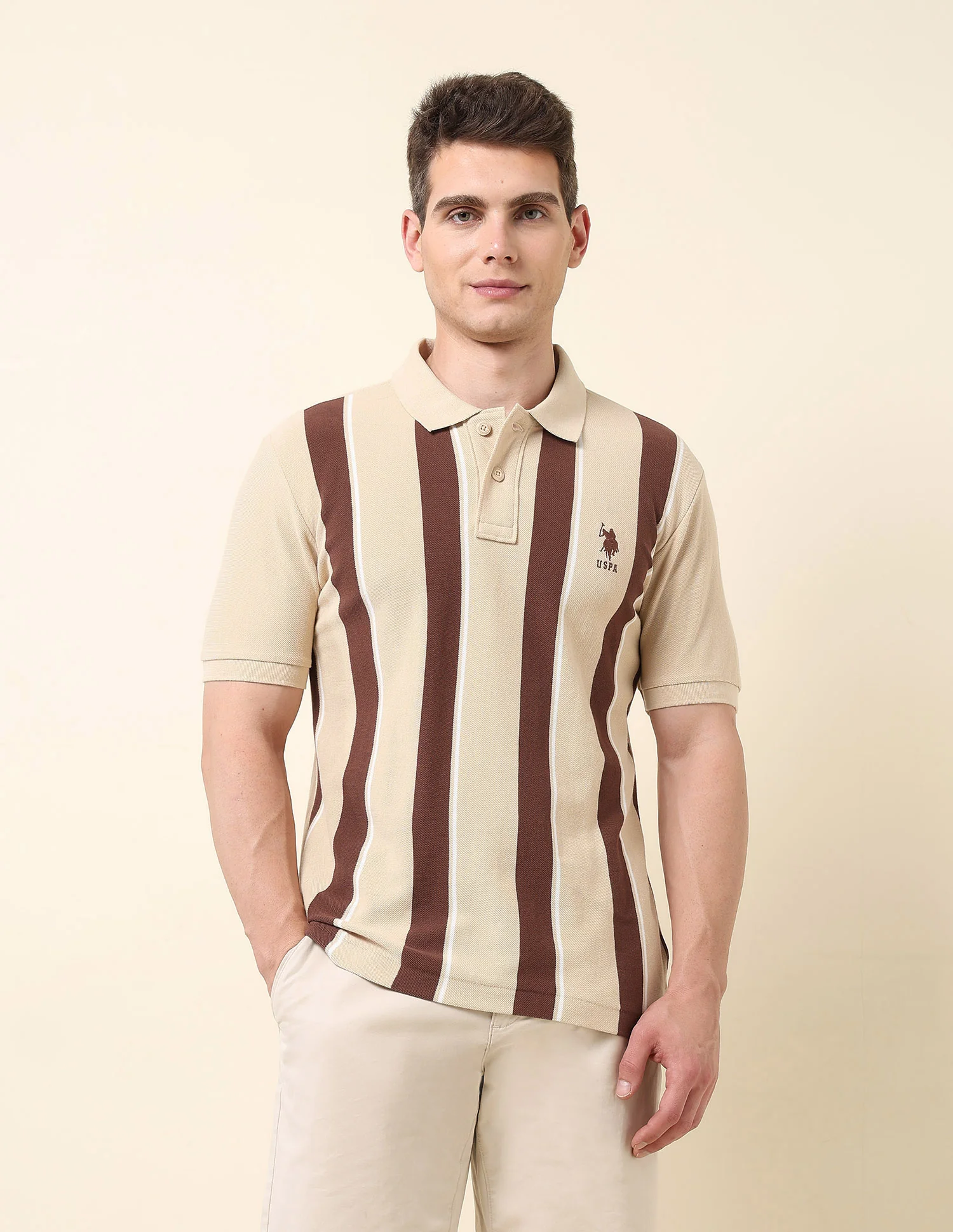 Vertical Striped Classic Polo Shirt - Image 6